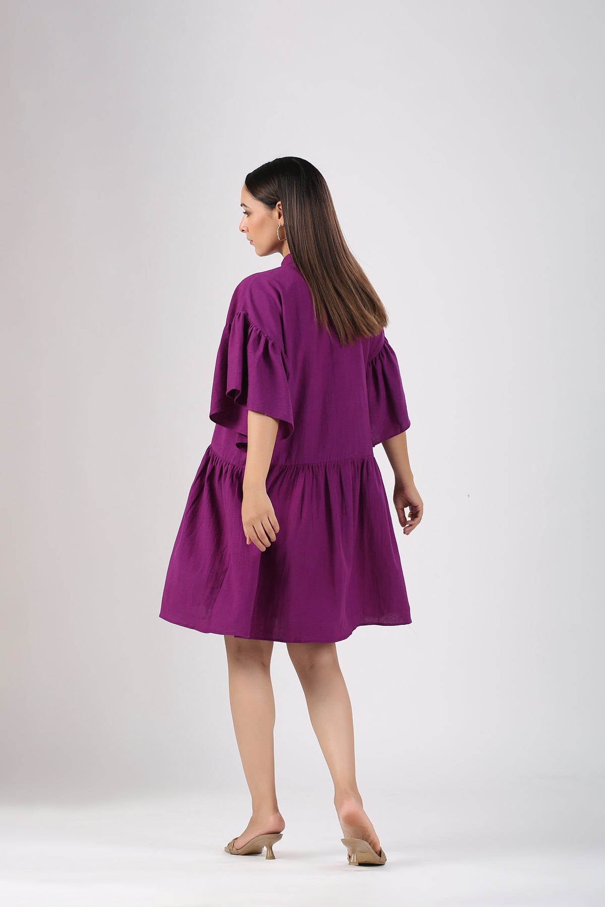 Purple Mini Dress by MOH-The Eternal Dhaga with Casual Wear, Cotton, Mini Dresses, Moh-The eternal Dhaga, Natural, Purple, Relaxed Fit, Shirt Dresses, Solids, Womenswear at Kamakhyaa for sustainable fashion