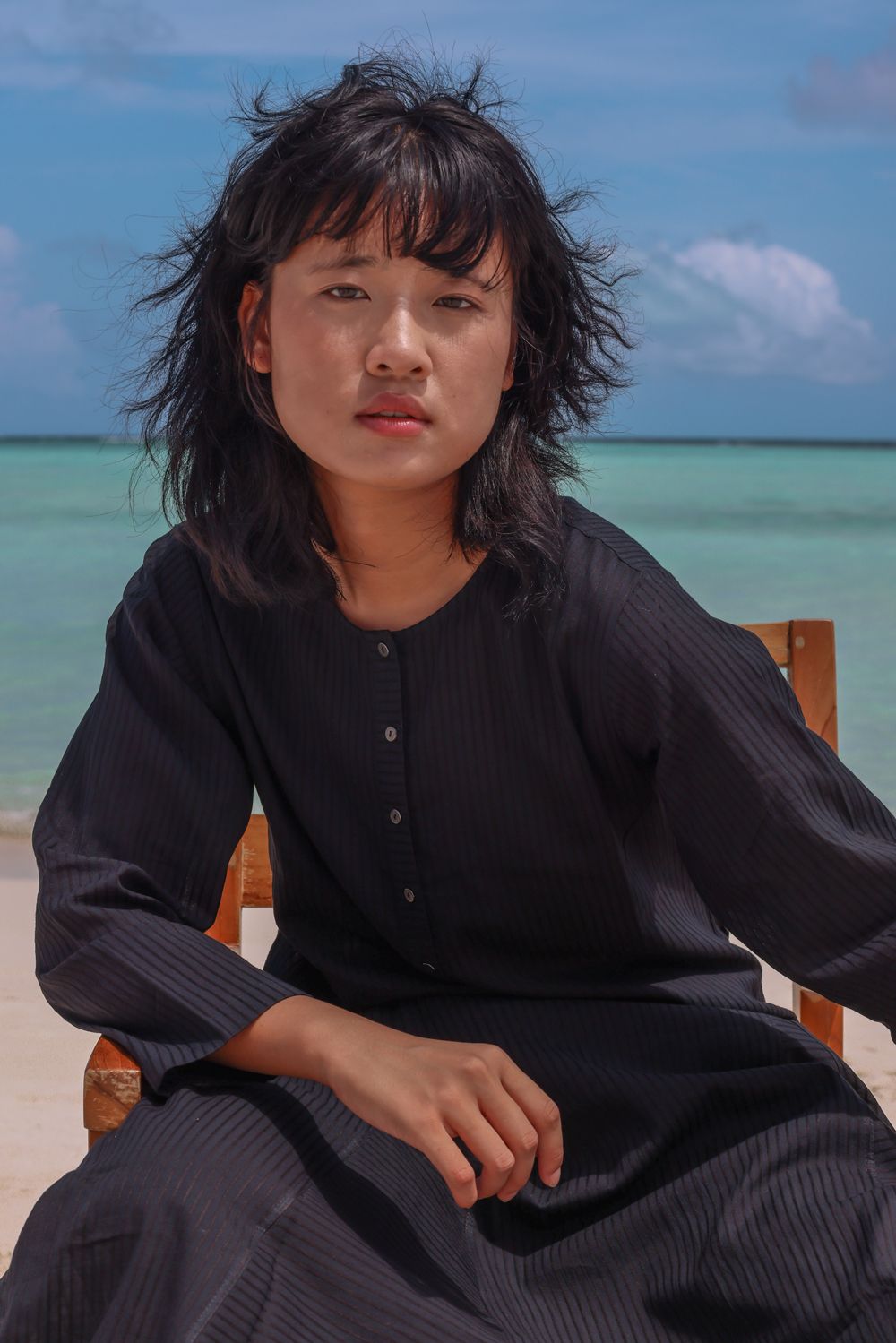 Recycled Cotton Black Kurta by Raas with Azo Free Dyes, Best Selling, Black, Casual Wear, Cotton, Kurtas, Layla, Recycled, Relaxed Fit, Solids, Womenswear at Kamakhyaa for sustainable fashion