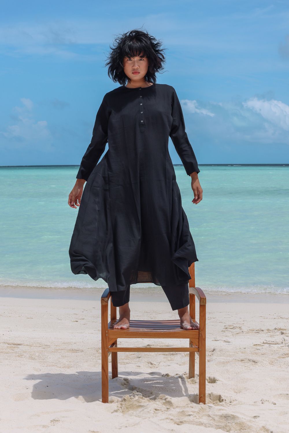 Recycled Cotton Black Pants by Raas with Azo Free Dyes, Black, Casual Wear, Cotton, Joggers, Layla, Recycled, Relaxed Fit, Solids, Womenswear at Kamakhyaa for sustainable fashion