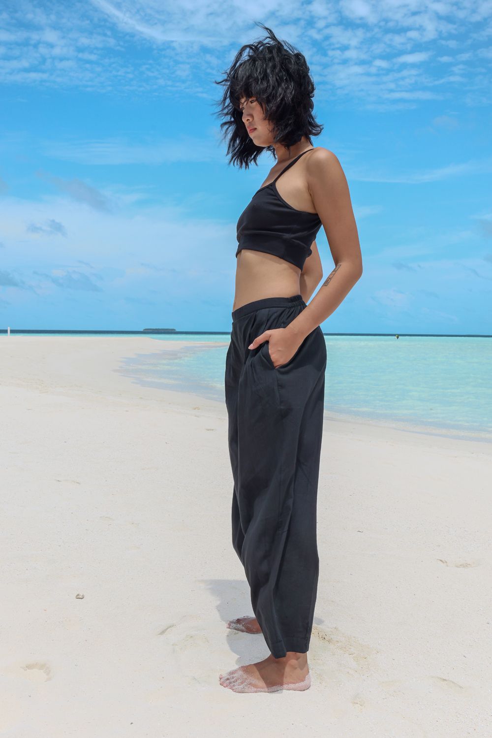 Recycled Cotton Black Pants by Raas with Azo Free Dyes, Black, Casual Wear, Cotton, Joggers, Layla, Recycled, Relaxed Fit, Solids, Womenswear at Kamakhyaa for sustainable fashion