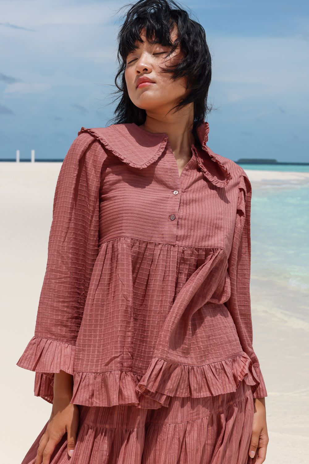 Recycled Cotton Pink Tunics Top by Raas with Azo Free Dyes, Casual Wear, Cotton, Layla, Pink, Recycled, Relaxed Fit, Solids, Tunics Tops, Womenswear at Kamakhyaa for sustainable fashion