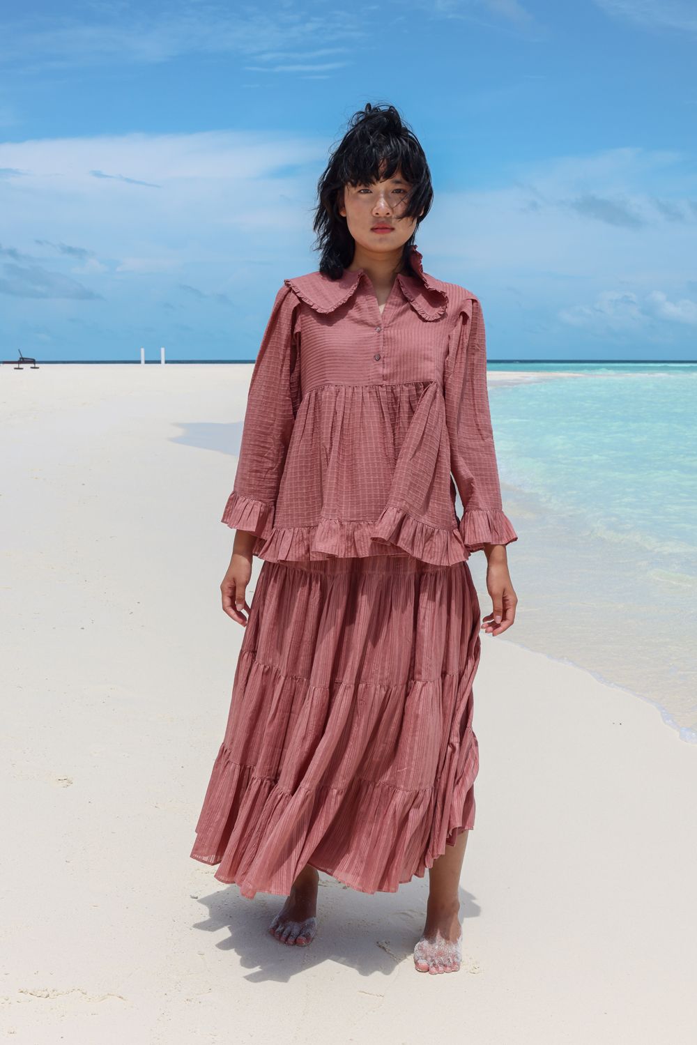 Recycled Cotton Pink Skirt by Raas with Azo Free Dyes, Casual Wear, Cotton, Layla, Pink, Recycled, Relaxed Fit, Skirts, Solids, Womenswear at Kamakhyaa for sustainable fashion