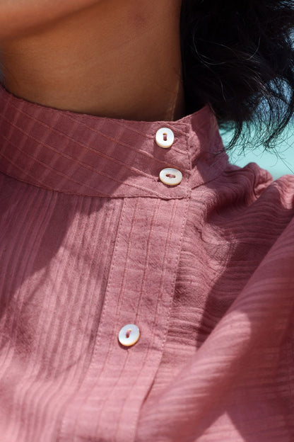Recycled Cotton Pink Solid Shirt at Kamakhyaa by Raas. This item is Azo Free Dyes, Casual Wear, Cotton, Layla, Pink, Recycled, Relaxed Fit, Shirts, Solids, Womenswear