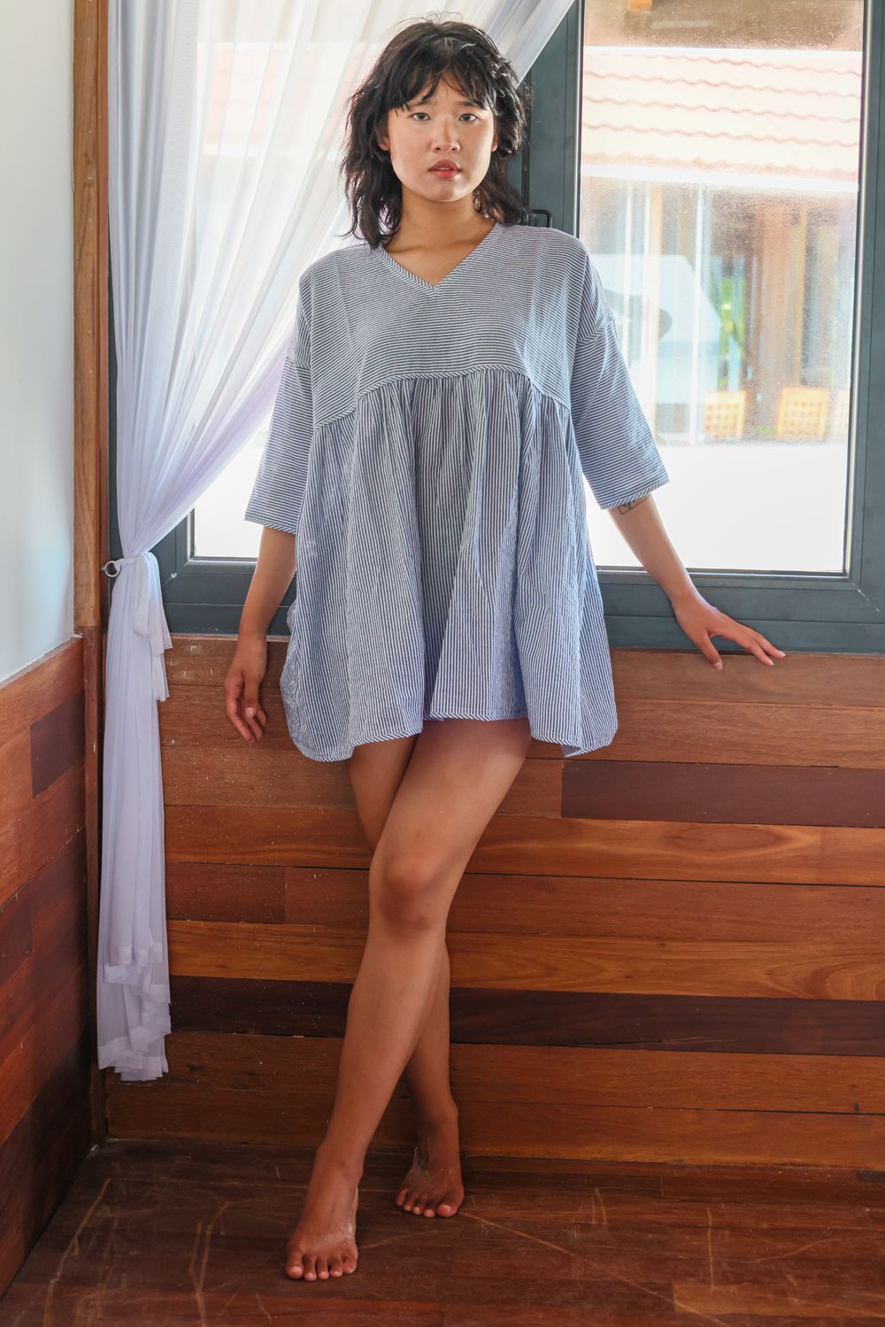 Recycled Cotton Grey Regular Tunic Top by Raas with Azo Free Dyes, Cotton, Grey, Layla, Recycled, Regular Fit, Resort Wear, Solids, Tunic Tops, Womenswear at Kamakhyaa for sustainable fashion