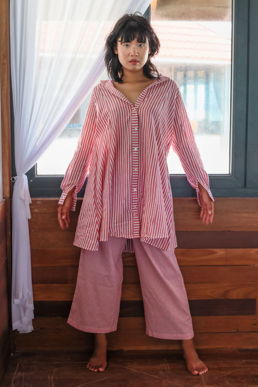 Recycled Pink Cotton Pants by Raas with Azo Free Dyes, Cotton, Layla, Office Wear, Pants, Pink, Recycled, Relaxed Fit, Solids, Womenswear at Kamakhyaa for sustainable fashion