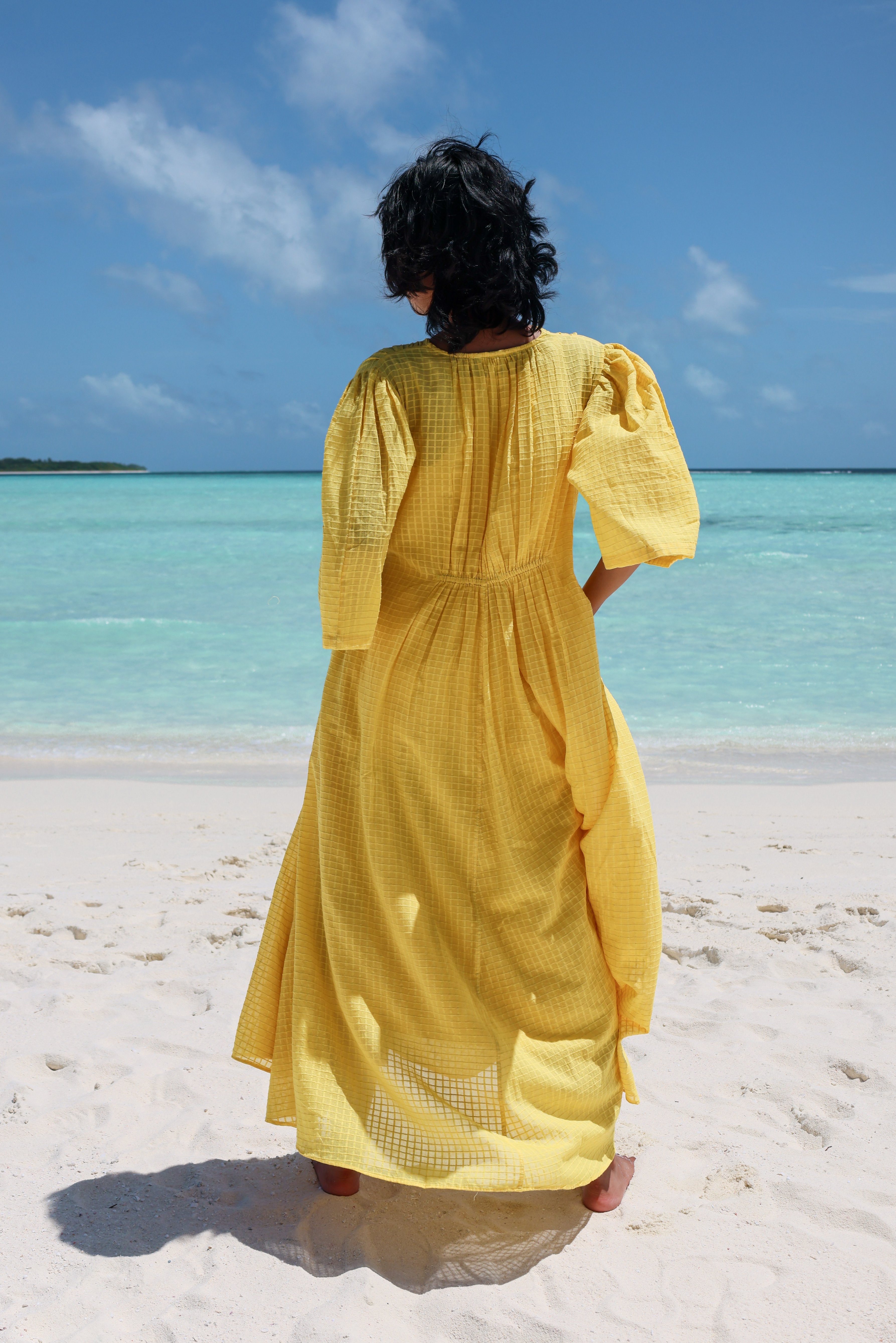 Recycled Cotton Yellow Maxi Dress by Raas with Azo Free Dyes, Best Selling, Layla, Maxi Dresses, Recycled, Recycled Cotton, Relaxed Fit, Resort Wear, Solids, Womenswear, Yellow at Kamakhyaa for sustainable fashion