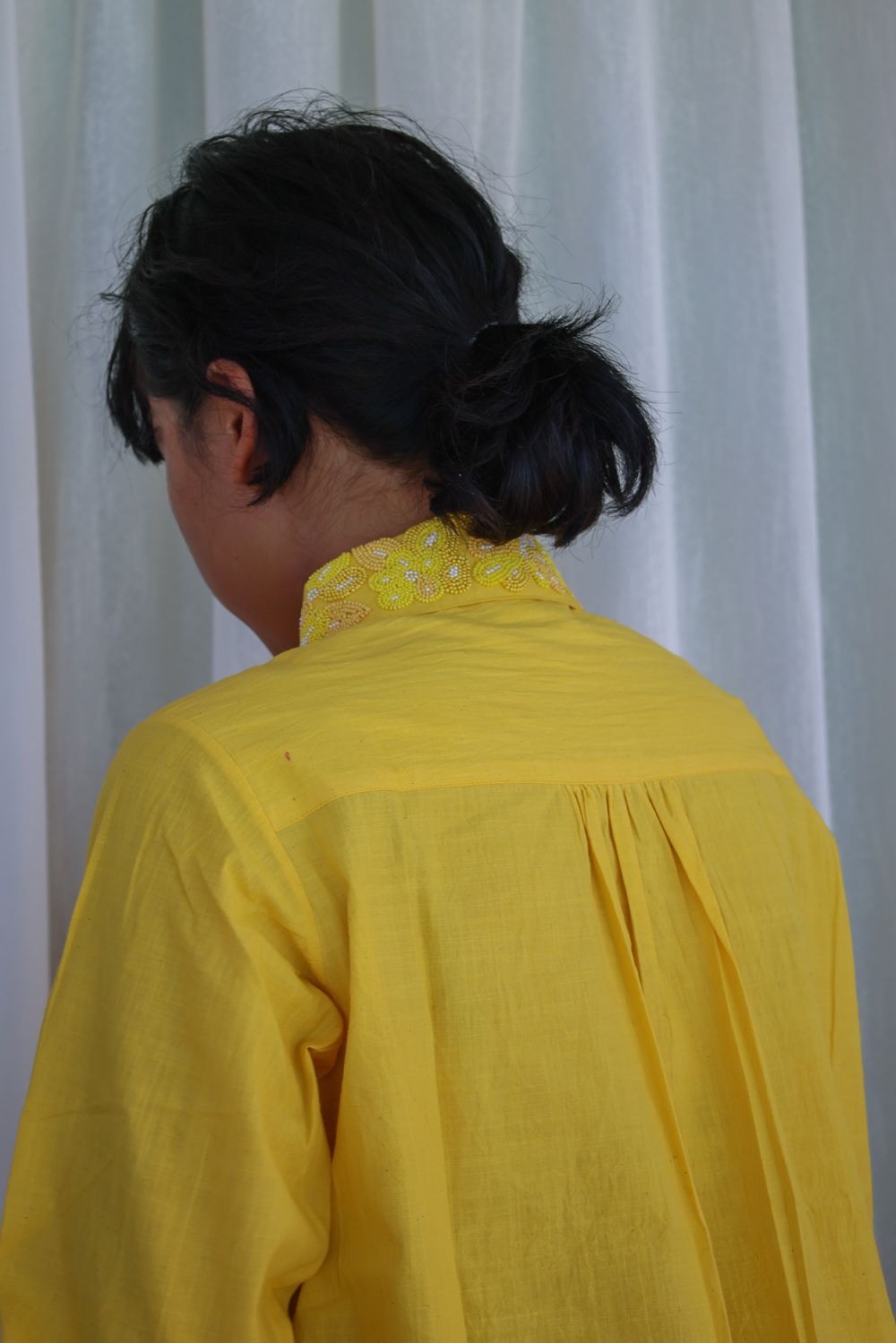 Recycled Cotton Yellow solid Shirt by Raas with Azo Free Dyes, Cotton, Layla, Office Wear, Recycled, Relaxed Fit, Shirts, Solids, Womenswear, Yellow at Kamakhyaa for sustainable fashion