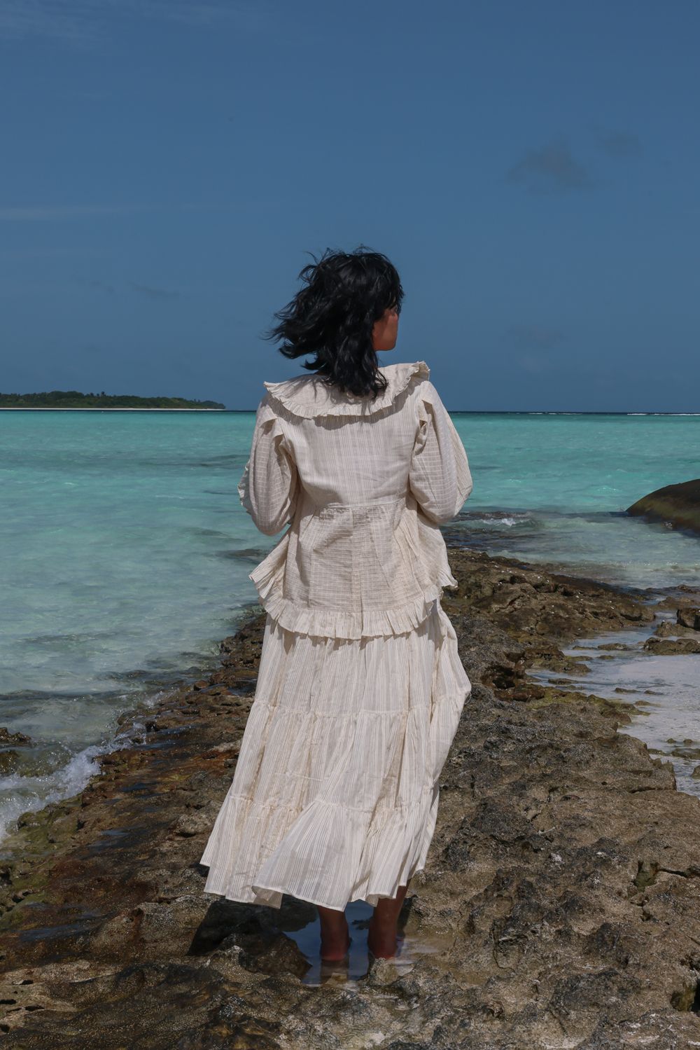 Recycled Cotton Off-White Skirt by Raas with Azo Free Dyes, Best Selling, Casual Wear, Cotton, Layla, Off-White, Recycled, Relaxed Fit, Skirts, Solids, Womenswear at Kamakhyaa for sustainable fashion