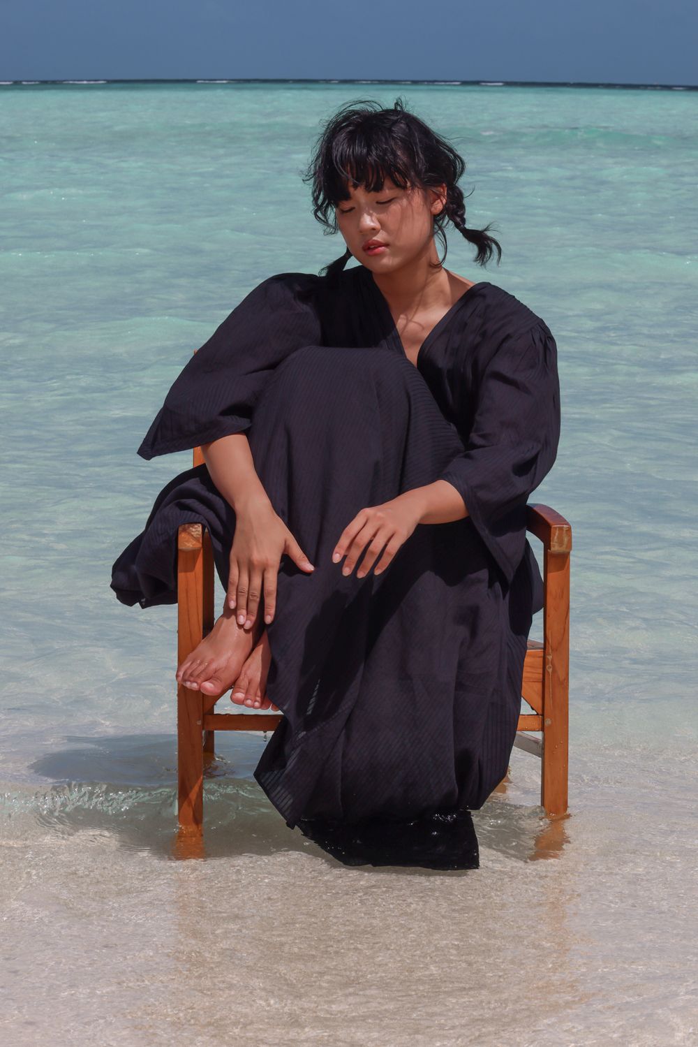 Recycled Cotton Black Casual Dress by Raas with Azo Free Dyes, Best Selling, Black, Casual Wear, Cotton, Layla, Maxi Dresses, Recycled, Relaxed Fit, Solids, Womenswear at Kamakhyaa for sustainable fashion