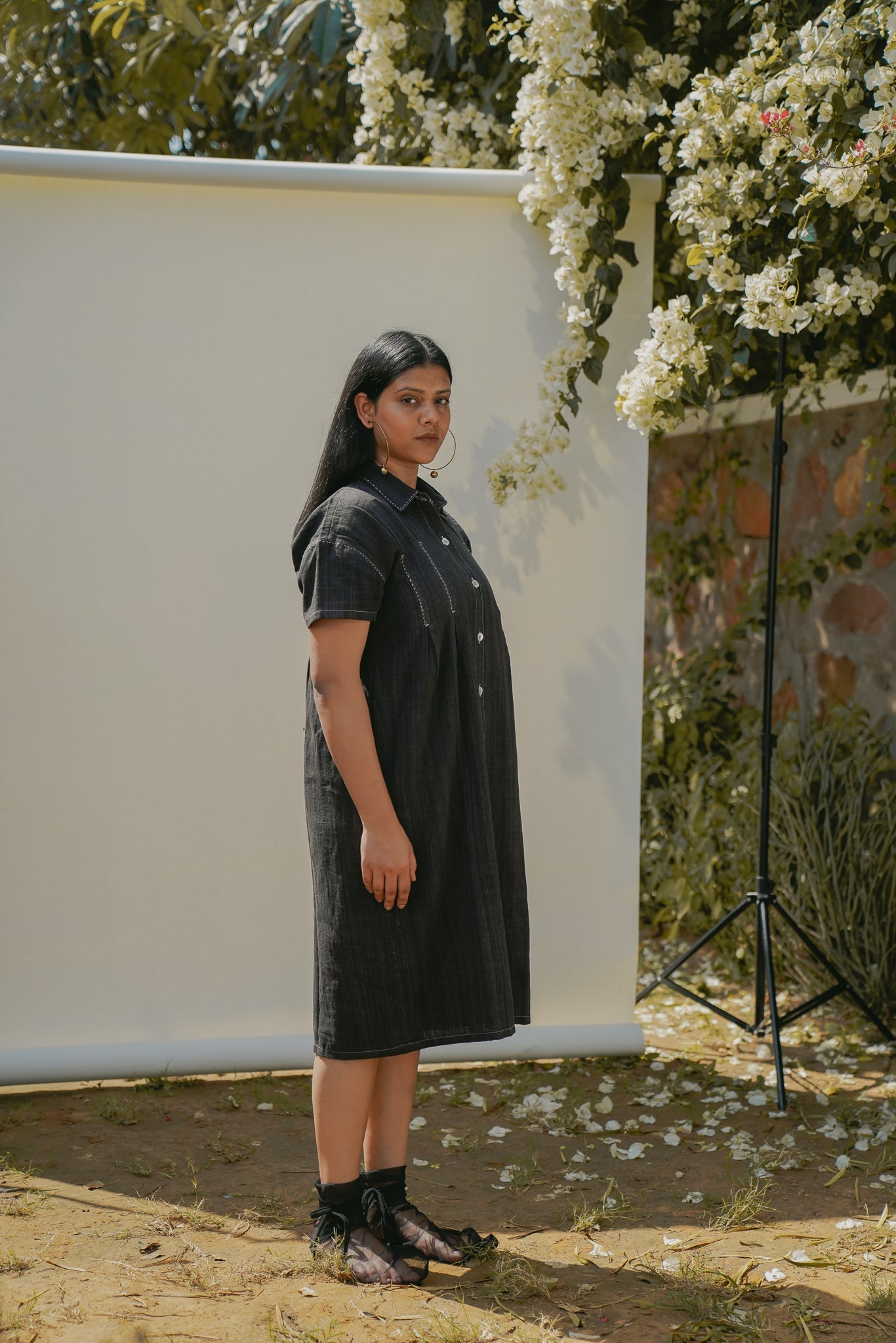 Shirt Dress by Lafaani with 100% pure cotton, Black, Casual Wear, Natural with azo free dyes, Organic, Regular Fit, Shirt Dresses, Solids, Sonder, Sonder by Lafaani, Womenswear at Kamakhyaa for sustainable fashion