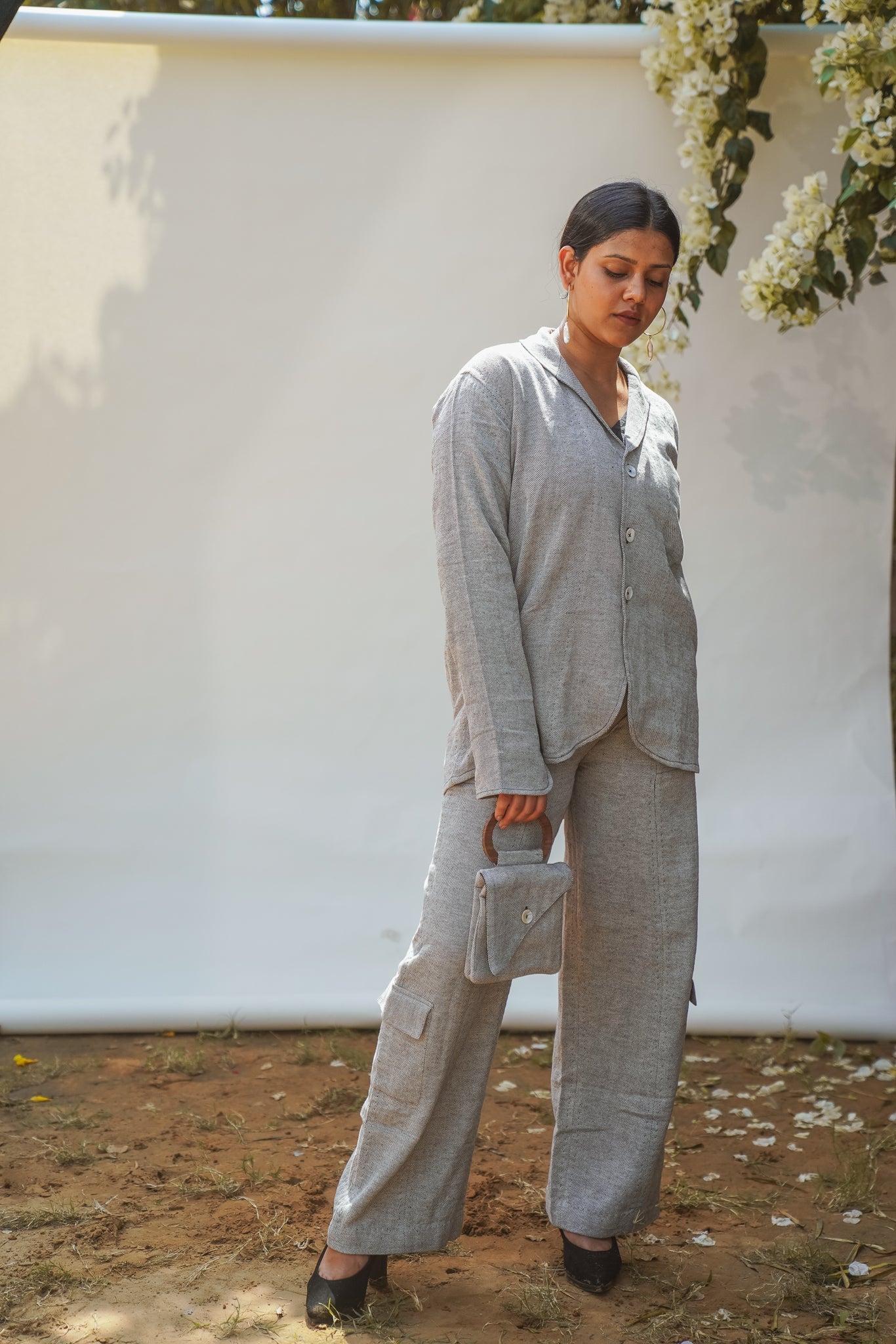 Unisex Rounded Hem Jacket & Patch Pocket Pants by Lafaani with 100% pure cotton, Black, Casual Wear, Grey, Loungewear Co-Ords, Menswear, Natural with azo free dyes, Regular Fit, Solids, Sonder, Sonder by Lafaani, Unisex at Kamakhyaa for sustainable fashion