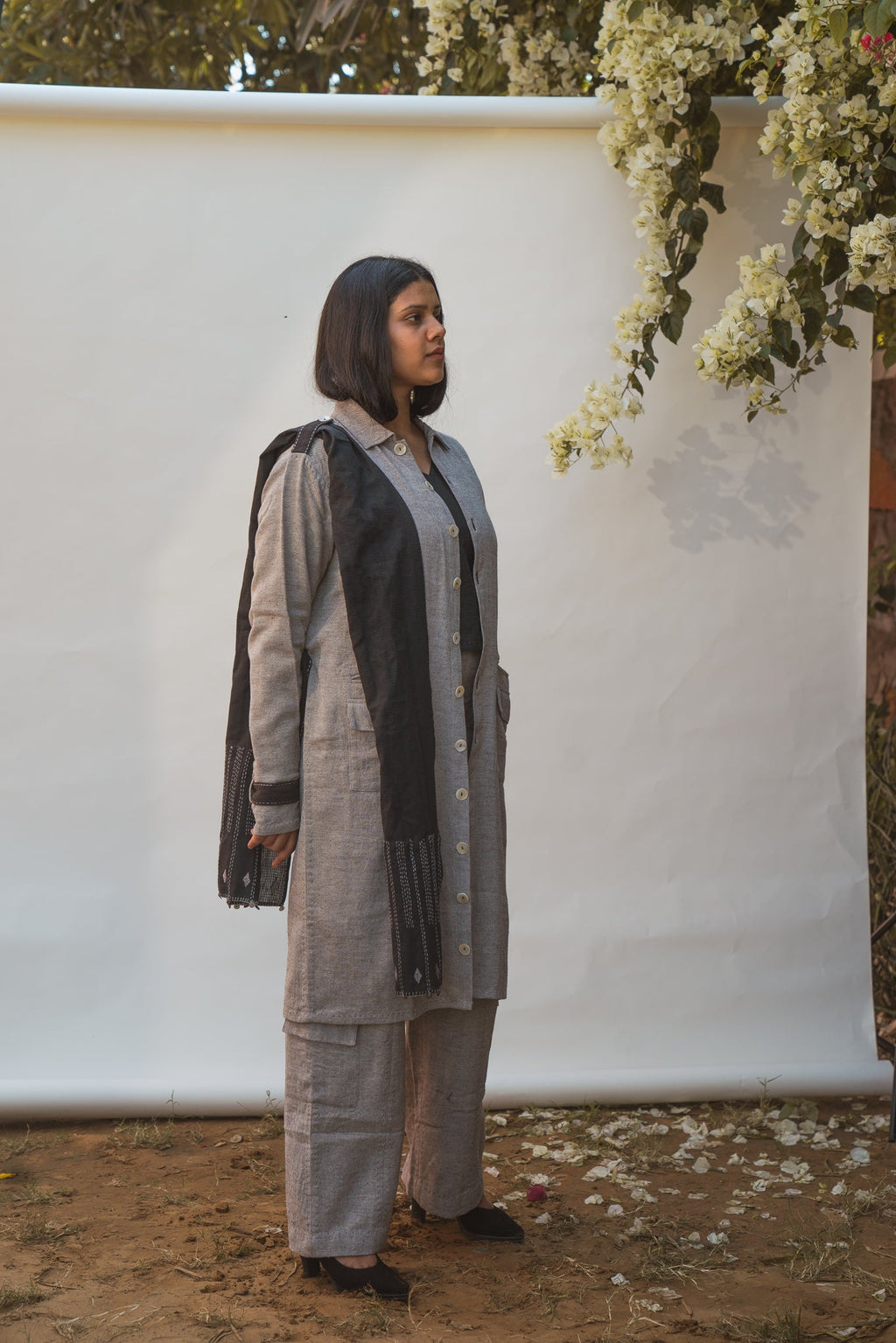 Unisex Trans-seasonal Overlay & Kantha Scarf Black by Lafaani with 100% pure cotton, Black, Casual Wear, Grey, Menswear, Natural with azo free dyes, Overlays, Regular Fit, Scarves, Solids, Sonder, Sonder by Lafaani, Unisex at Kamakhyaa for sustainable fashion