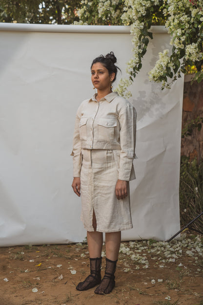 Front Slit Skirt by Lafaani with 100% pure cotton, Casual Wear, Kora, Organic, Regular Fit, Skirts, Solids, Sonder, Sonder by Lafaani, Undyed and Unbleached, Womenswear at Kamakhyaa for sustainable fashion