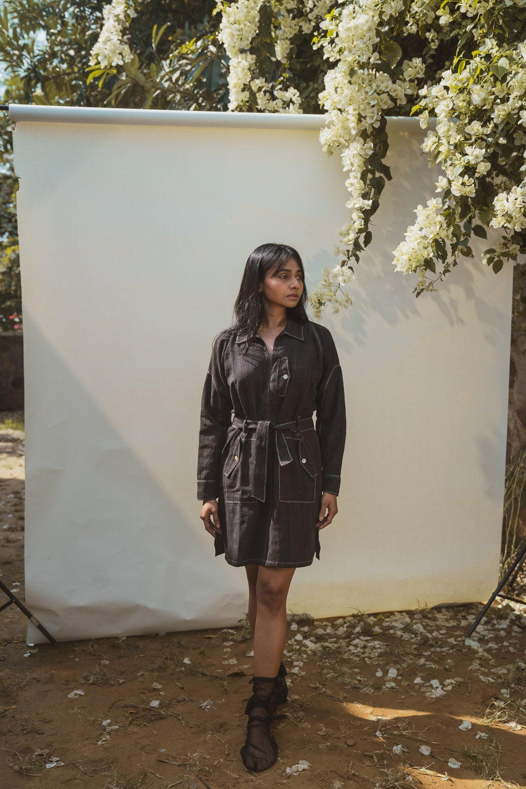 Bomber Dress by Lafaani with 100% pure cotton, Black, Casual Wear, Mini Dresses, Natural with azo free dyes, Organic, Regular Fit, Solids, Sonder, Sonder by Lafaani, Womenswear at Kamakhyaa for sustainable fashion