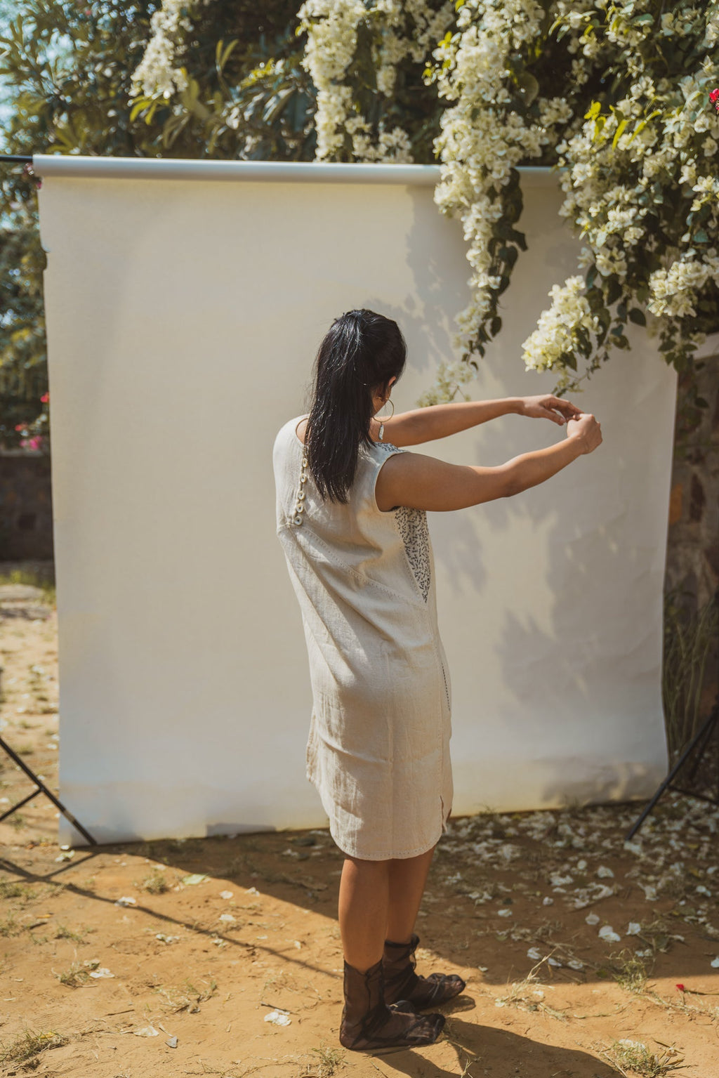Kora Midi Dress by Lafaani with 100% pure cotton, Casual Wear, Kora, Midi Dresses, Natural with azo free dyes, Organic, Regular Fit, Solids, Sonder, Sonder by Lafaani, Womenswear at Kamakhyaa for sustainable fashion