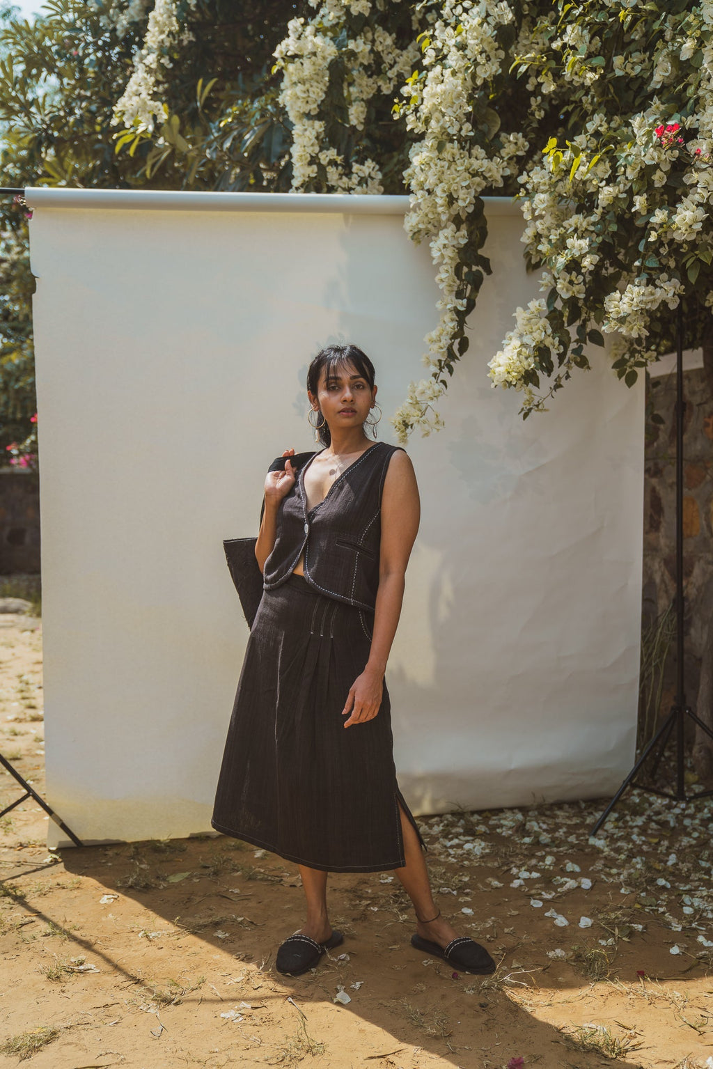 Long Skirt by Lafaani with 100% pure cotton, Black, Casual Wear, Natural with azo free dyes, Organic, Regular Fit, Skirts, Solids, Sonder, Sonder by Lafaani, Womenswear at Kamakhyaa for sustainable fashion