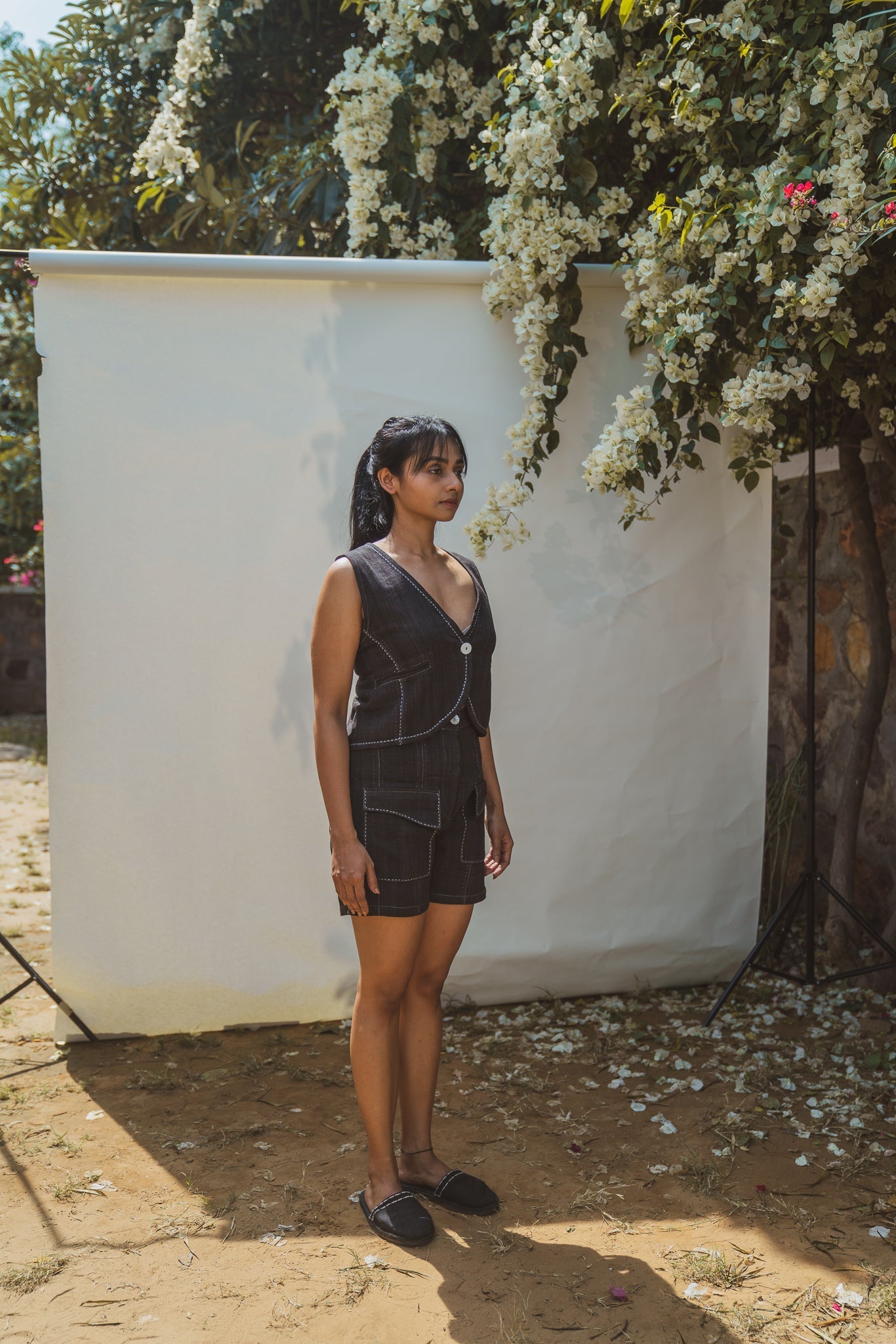 High Waist Shorts by Lafaani with 100% pure cotton, Black, Casual Wear, Natural with azo free dyes, Organic, Regular Fit, Shorts, Solids, Sonder, Sonder by Lafaani, Womenswear at Kamakhyaa for sustainable fashion