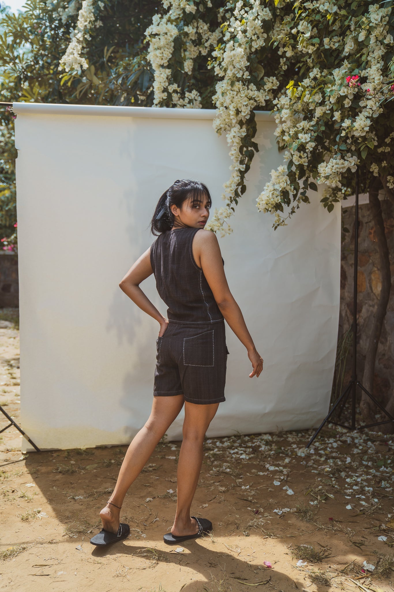 High Waist Shorts by Lafaani with 100% pure cotton, Black, Casual Wear, Natural with azo free dyes, Organic, Regular Fit, Shorts, Solids, Sonder, Sonder by Lafaani, Womenswear at Kamakhyaa for sustainable fashion