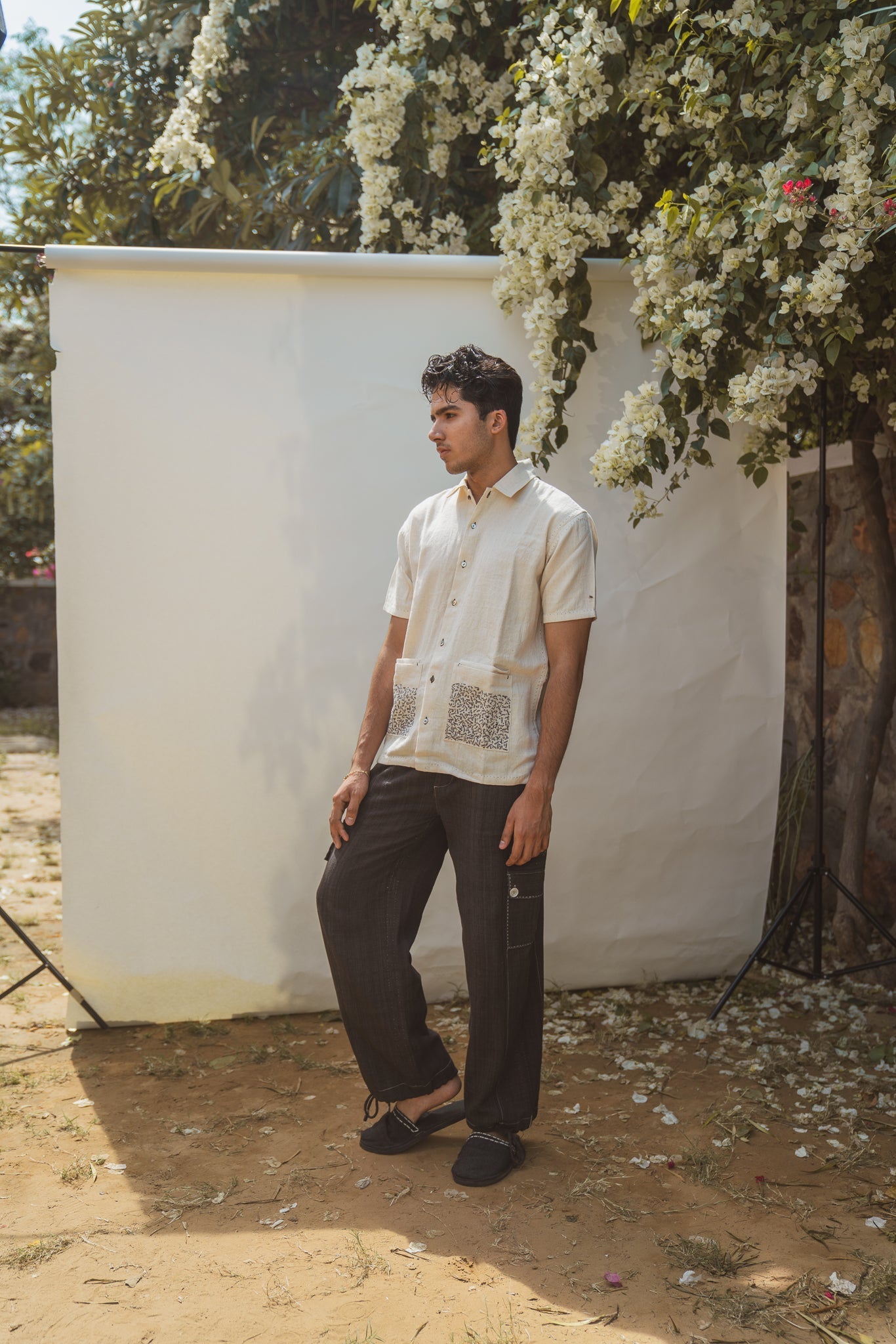 Double Pocket Shirt at Kamakhyaa by Lafaani. This item is 100% pure cotton, Casual Wear, Kora, Menswear, Organic, Regular Fit, Shirts, Solids, Sonder, Undyed and unbleached