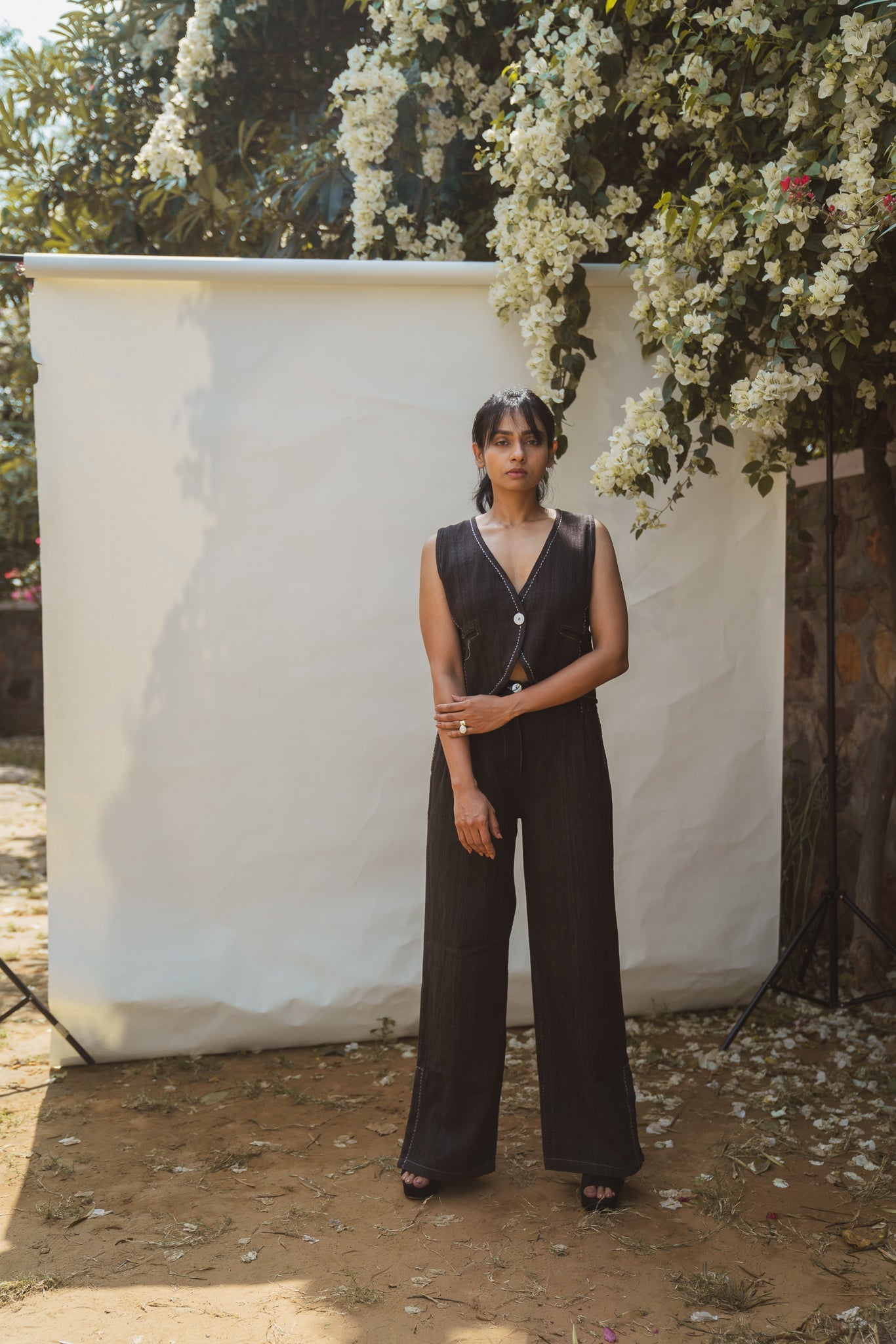 Side Slit Pants by Lafaani with 100% pure cotton, Black, Casual Wear, Natural with azo free dyes, Organic, Pants, Regular Fit, Solids, Sonder, Sonder by Lafaani, Womenswear at Kamakhyaa for sustainable fashion