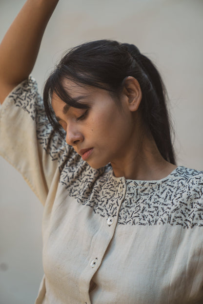 Kimono Blouse by Lafaani with Casual Wear, Kora 100% pure cotton, Organic, Regular Fit, Shirts, Solids, Sonder, Sonder by Lafaani, Undyed and Unbleached, Womenswear at Kamakhyaa for sustainable fashion