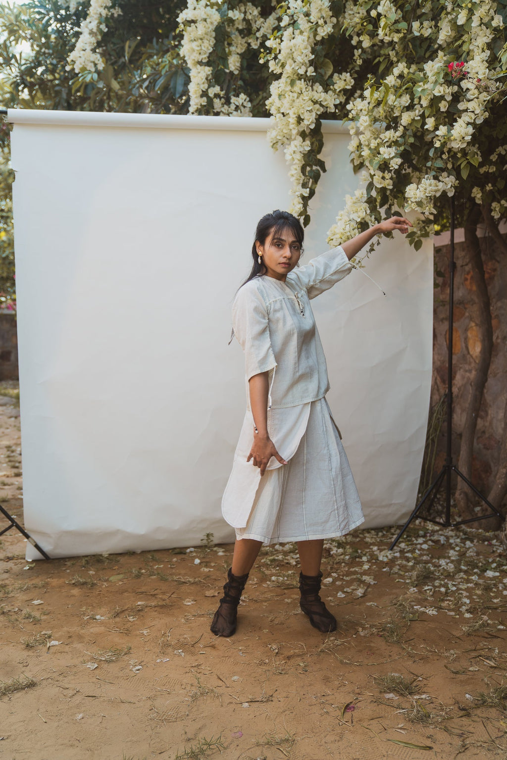 Layered Skirt by Lafaani with 100% pure cotton, Kora, Organic, Regular Fit, Relaxed Fit, Skirts, Solids, Sonder, Sonder by Lafaani, Undyed and Unbleached, Womenswear at Kamakhyaa for sustainable fashion