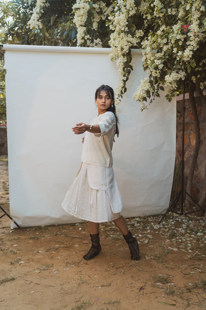 Layered Skirt by Lafaani with 100% pure cotton, Kora, Organic, Regular Fit, Relaxed Fit, Skirts, Solids, Sonder, Sonder by Lafaani, Undyed and Unbleached, Womenswear at Kamakhyaa for sustainable fashion