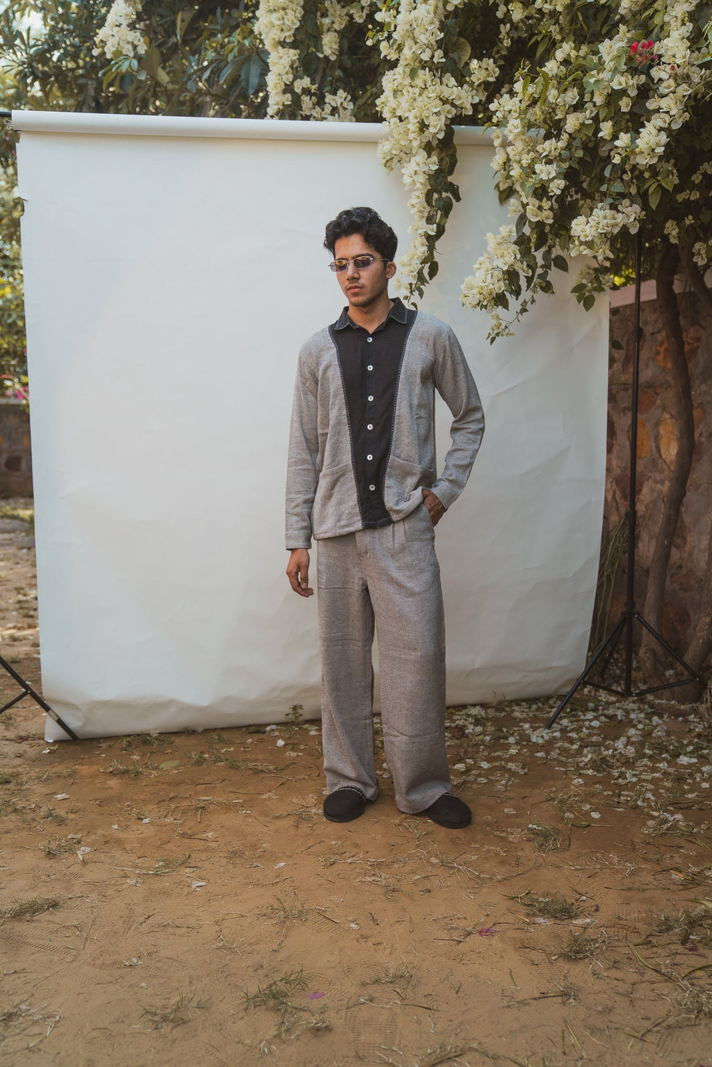 Melange Shirt by Lafaani with 100% pure cotton, Black, Casual Wear, Grey, Menswear, Natural with azo free dyes, Organic, Regular Fit, Shirts, Solids, Sonder, Sonder by Lafaani at Kamakhyaa for sustainable fashion