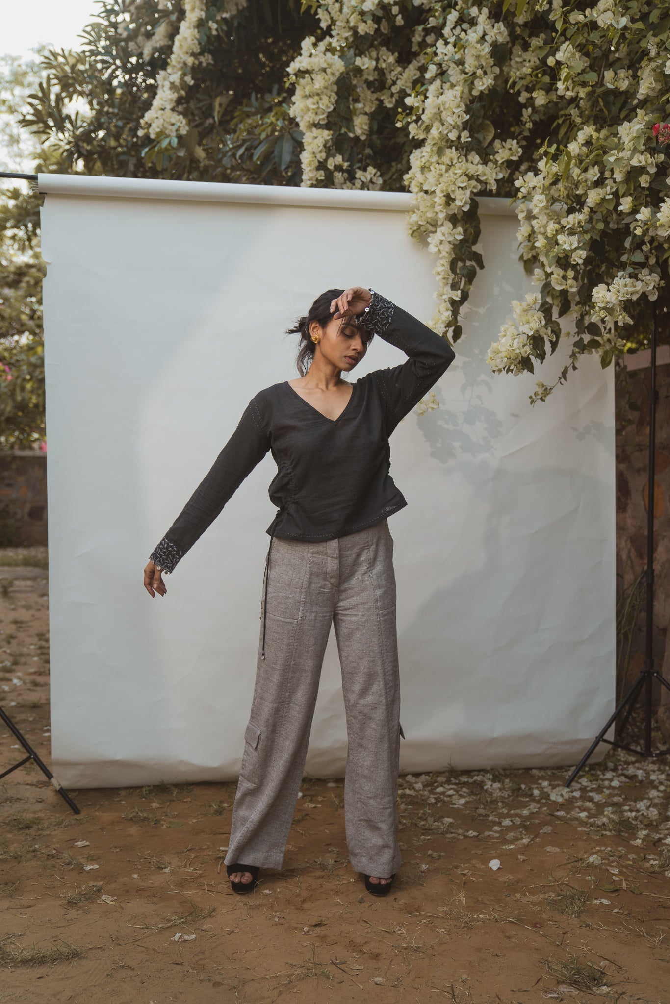 Reversible Blouse by Lafaani with 100% pure cotton, Black, Blouses, Casual Wear, Natural with azo free dyes, Organic, Regular Fit, Reversible, Solids, Sonder, Sonder by Lafaani, Womenswear at Kamakhyaa for sustainable fashion