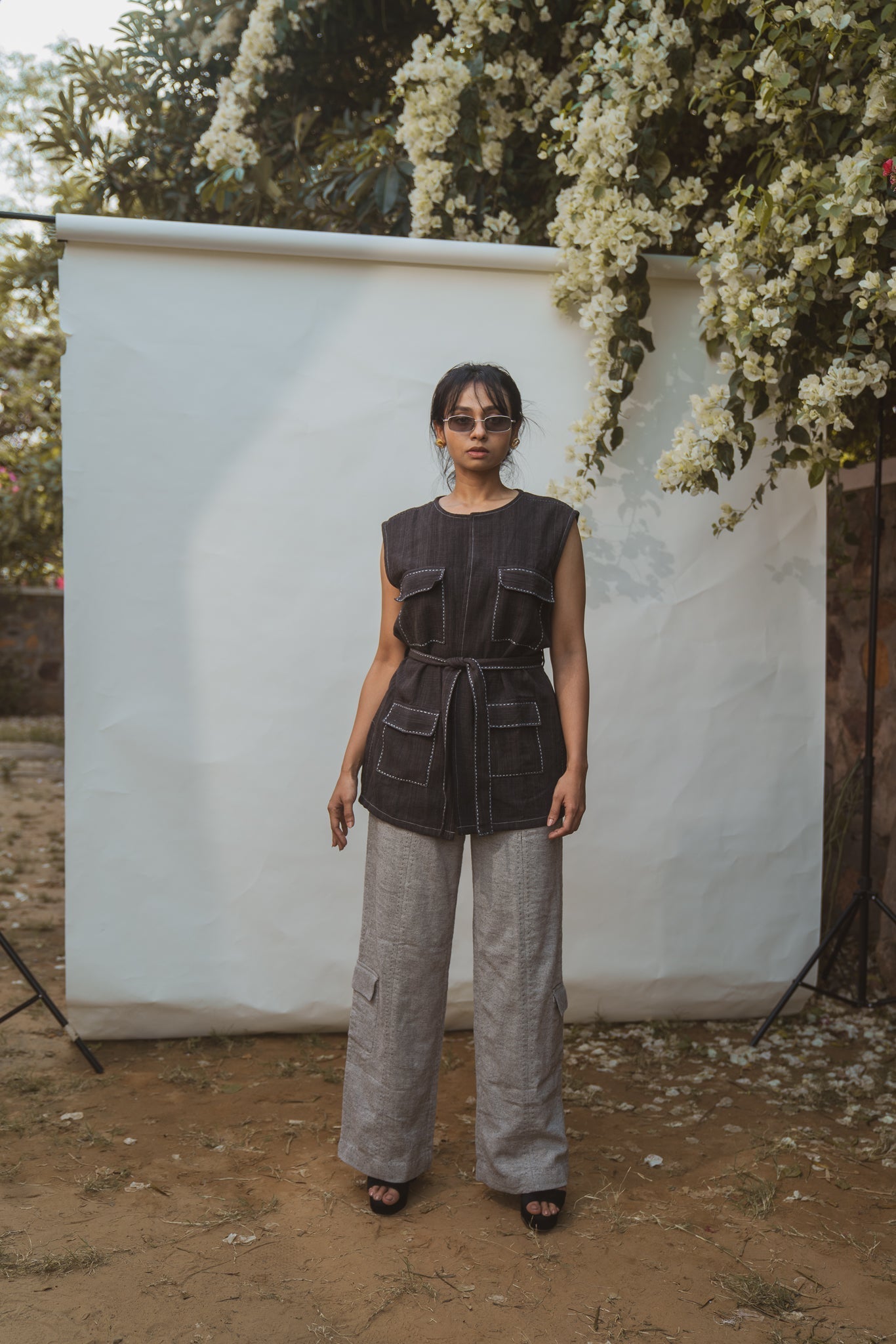 Unisex Vest & Patch Pocket Pants by Lafaani with 100% pure cotton, Black, Casual Wear, Grey, Natural with azo free dyes, Regular Fit, Solids, Sonder, Sonder by Lafaani, Travel Co-ords, Unisex, Womenswear at Kamakhyaa for sustainable fashion