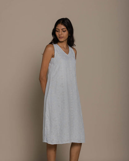 Stolen Sunsets Dresses - Summer Blue by Reistor with Blue, Casual Wear, Embroidered, Hemp, Hemp by Reistor, Mini Dresses, Natural, Sleeveless Dresses, Solid Selfmade, Womenswear at Kamakhyaa for sustainable fashion