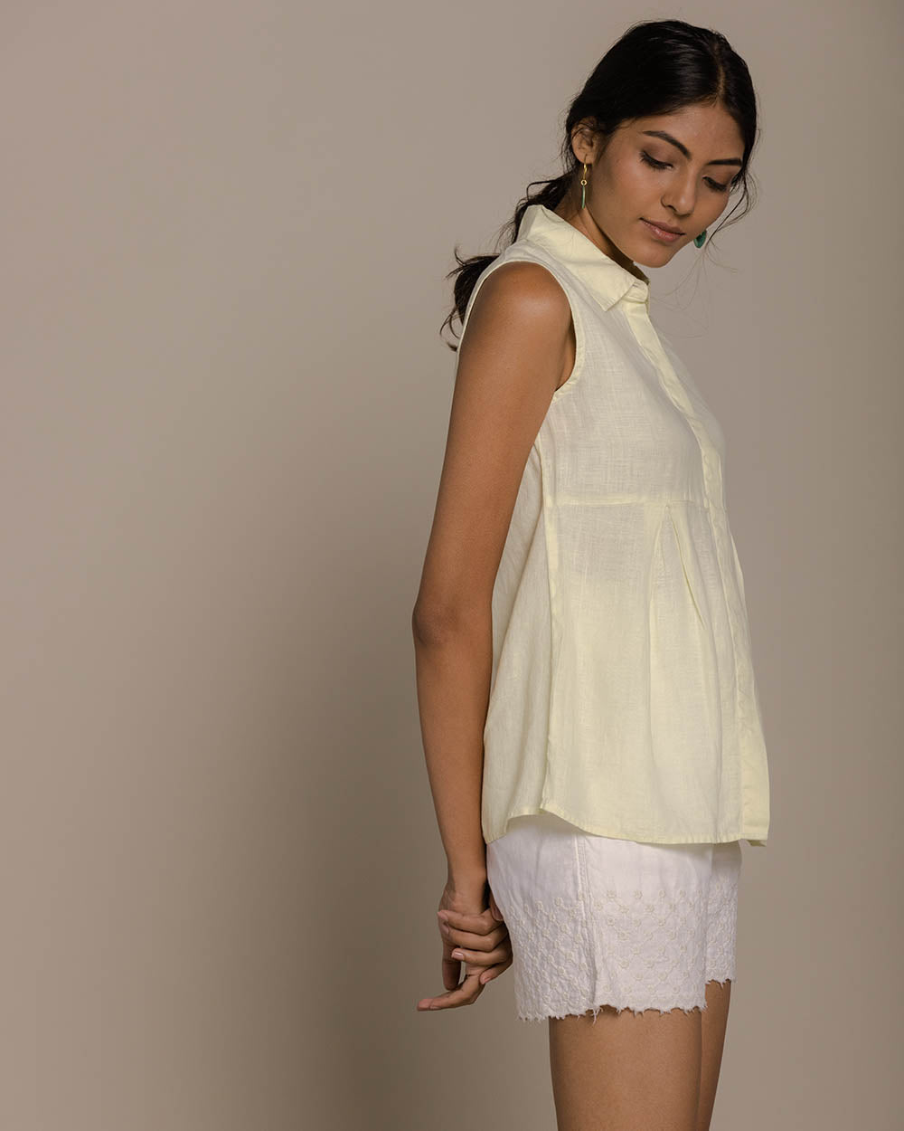 The Summer Haze Top - Lemon by Reistor with Casual Wear, Hemp, Hemp by Reistor, Natural, Shirts, Solids, Tops, Womenswear, Yellow at Kamakhyaa for sustainable fashion