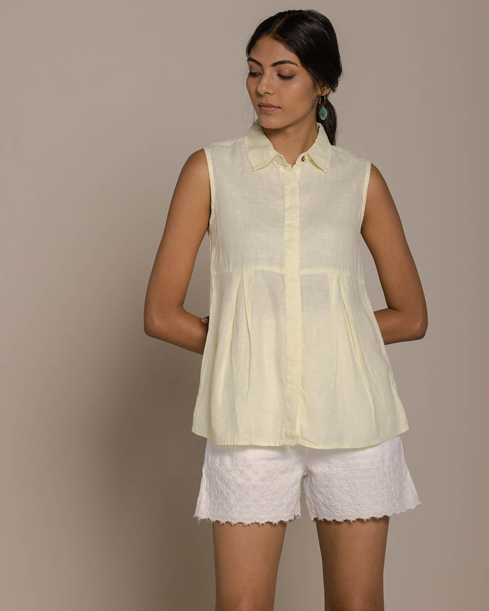 The Summer Haze Top - Lemon by Reistor with Casual Wear, Hemp, Hemp by Reistor, Natural, Shirts, Solids, Tops, Womenswear, Yellow at Kamakhyaa for sustainable fashion