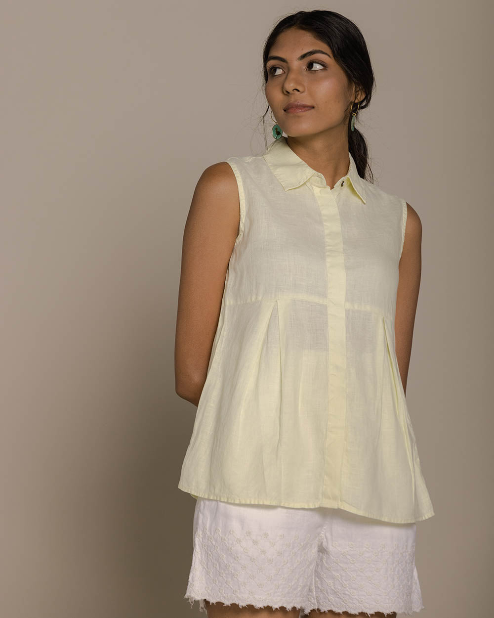 The Summer Haze Top - Lemon by Reistor with Casual Wear, Hemp, Hemp by Reistor, Natural, Shirts, Solids, Tops, Womenswear, Yellow at Kamakhyaa for sustainable fashion