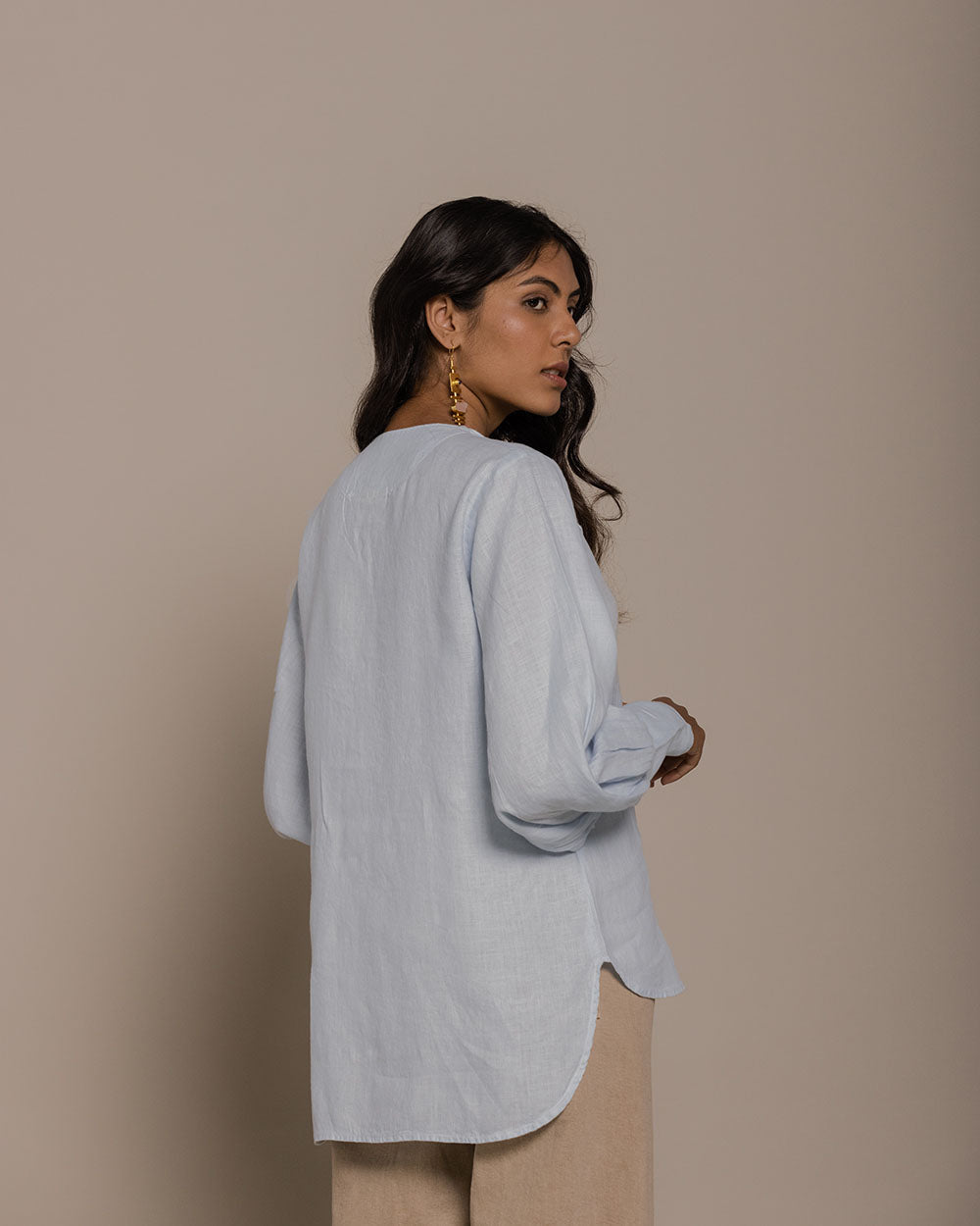 Poems In The Sky Top - Summer Blue by Reistor with Blouses, Blue, Casual Wear, Hemp, Hemp by Reistor, Natural, Office Wear, Relaxed Fit, Solids, Tops, Womenswear at Kamakhyaa for sustainable fashion