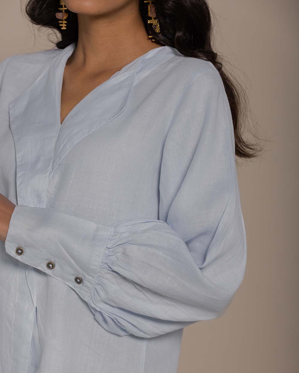 Poems In The Sky Top - Summer Blue by Reistor with Blouses, Blue, Casual Wear, Hemp, Hemp by Reistor, Natural, Office Wear, Relaxed Fit, Solids, Tops, Womenswear at Kamakhyaa for sustainable fashion