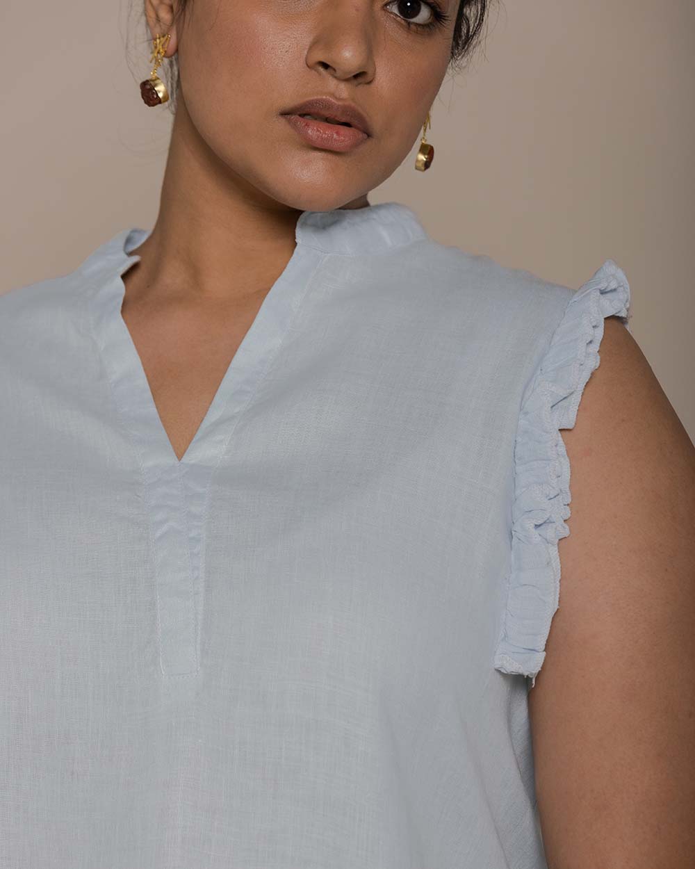 Wind In My Hair Shirt - Summer Blue by Reistor with Blouses, Blue, Casual Wear, Hemp, Hemp by Reistor, Natural, Sleeveless Tops, Solids, Tops, Womenswear at Kamakhyaa for sustainable fashion