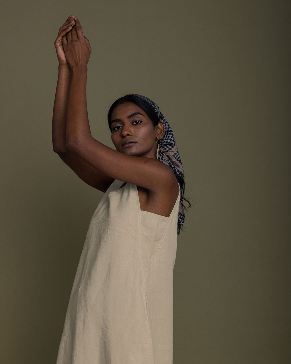 Reading Tea Leaves Dress - Sand Beige by Reistor with Best Selling, Brown, Casual Wear, Fall, Hemp, Hemp by Reistor, Natural, Office Wear, Short Dresses, Sleeveless Dresses, Womenswear at Kamakhyaa for sustainable fashion