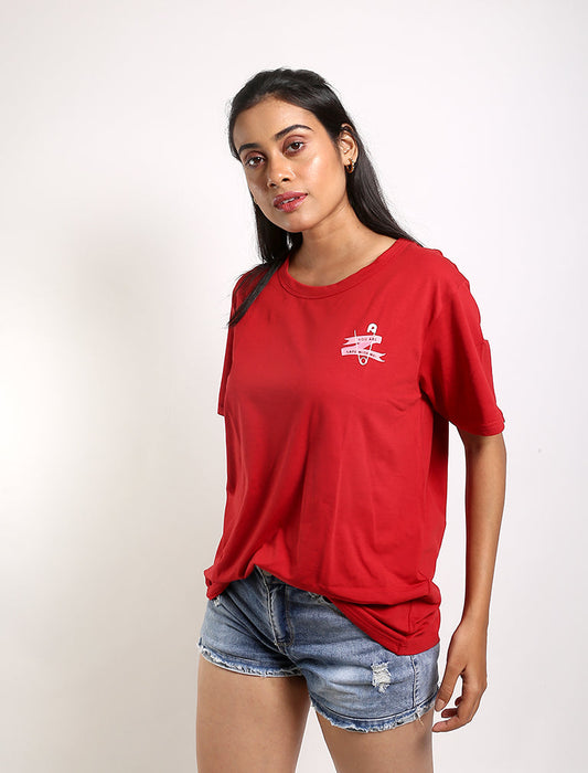 Red Organic Cotton T-Shirt by Wear Equal with Casual Wear, Organic, Organic Cotton, Prints, Red, Regular Fit, T-Shirts, Womenswear at Kamakhyaa for sustainable fashion