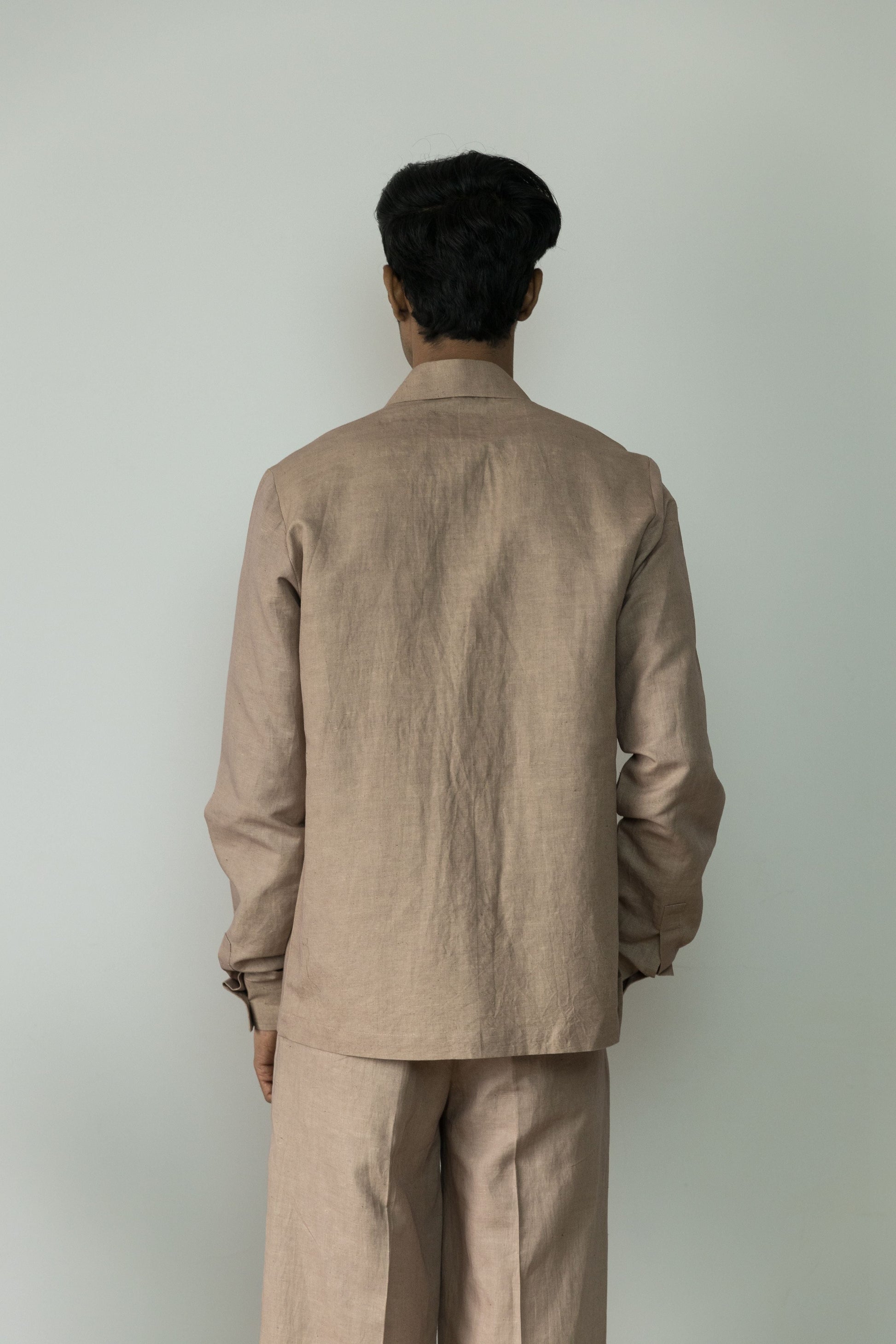 Sunset Rose Cotton Shirts by Anushé Pirani with Beige, Casual Wear, Cotton, Cotton Hemp, For Him, Handwoven, Hemp, Menswear, Regular Fit, Shibumi Collection, Shirts, Solids, Tops at Kamakhyaa for sustainable fashion
