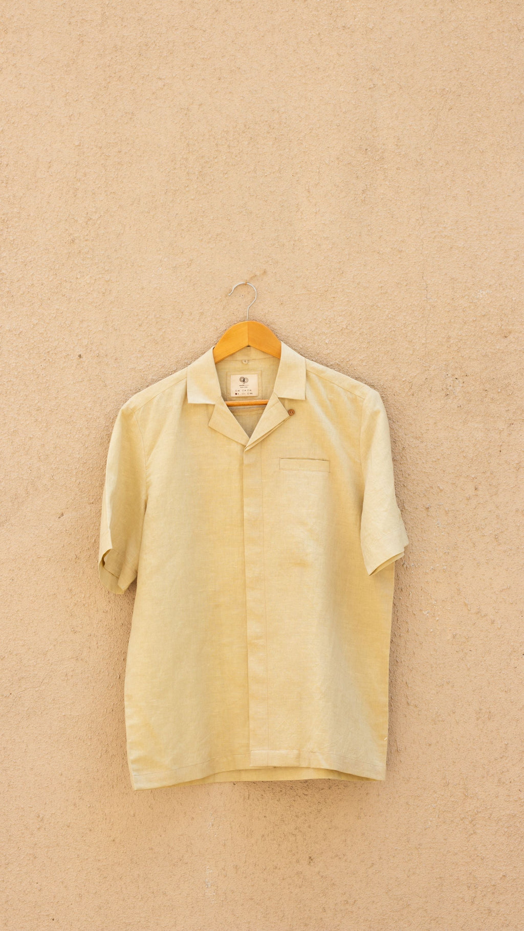 Beige Cotton Shirt by Anushé Pirani with Beige, Casual Wear, Cotton, Cotton Hemp, For Him, Handwoven, Hemp, Menswear, Regular Fit, Shibumi Collection, Shirts, Solids, Tops at Kamakhyaa for sustainable fashion