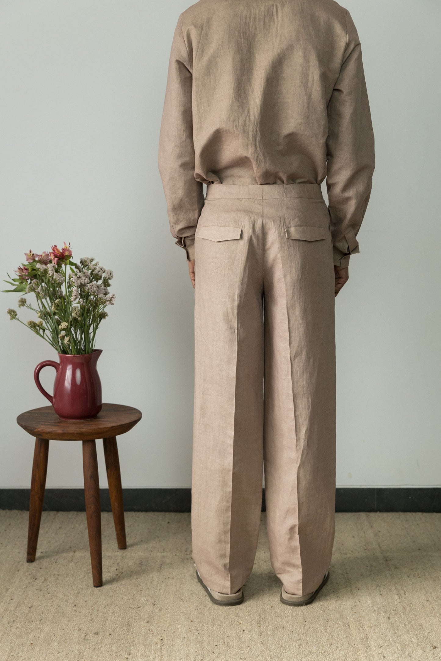 Cotton Solid Pants by Anushé Pirani with Beige, Casual Wear, Cotton, Cotton Hemp, For Him, Handwoven, Hemp, Mens Bottom, Menswear, Pants, Regular Fit, Shibumi Collection, Solids at Kamakhyaa for sustainable fashion