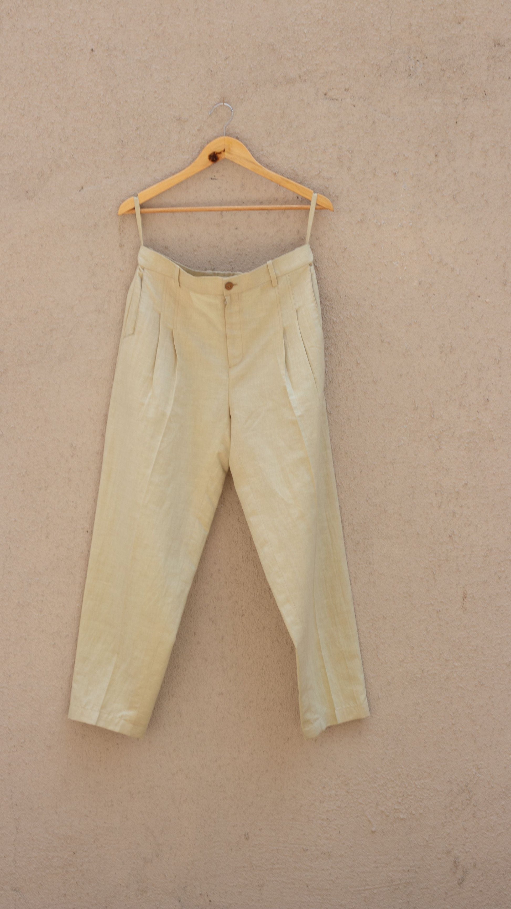 Beige Casual Pants by Anushé Pirani with Beige, Casual Wear, Cotton, Cotton Hemp, For Him, Handwoven, Hemp, Mens Bottom, Menswear, Pants, Relaxed Fit, Shibumi Collection, Solids at Kamakhyaa for sustainable fashion