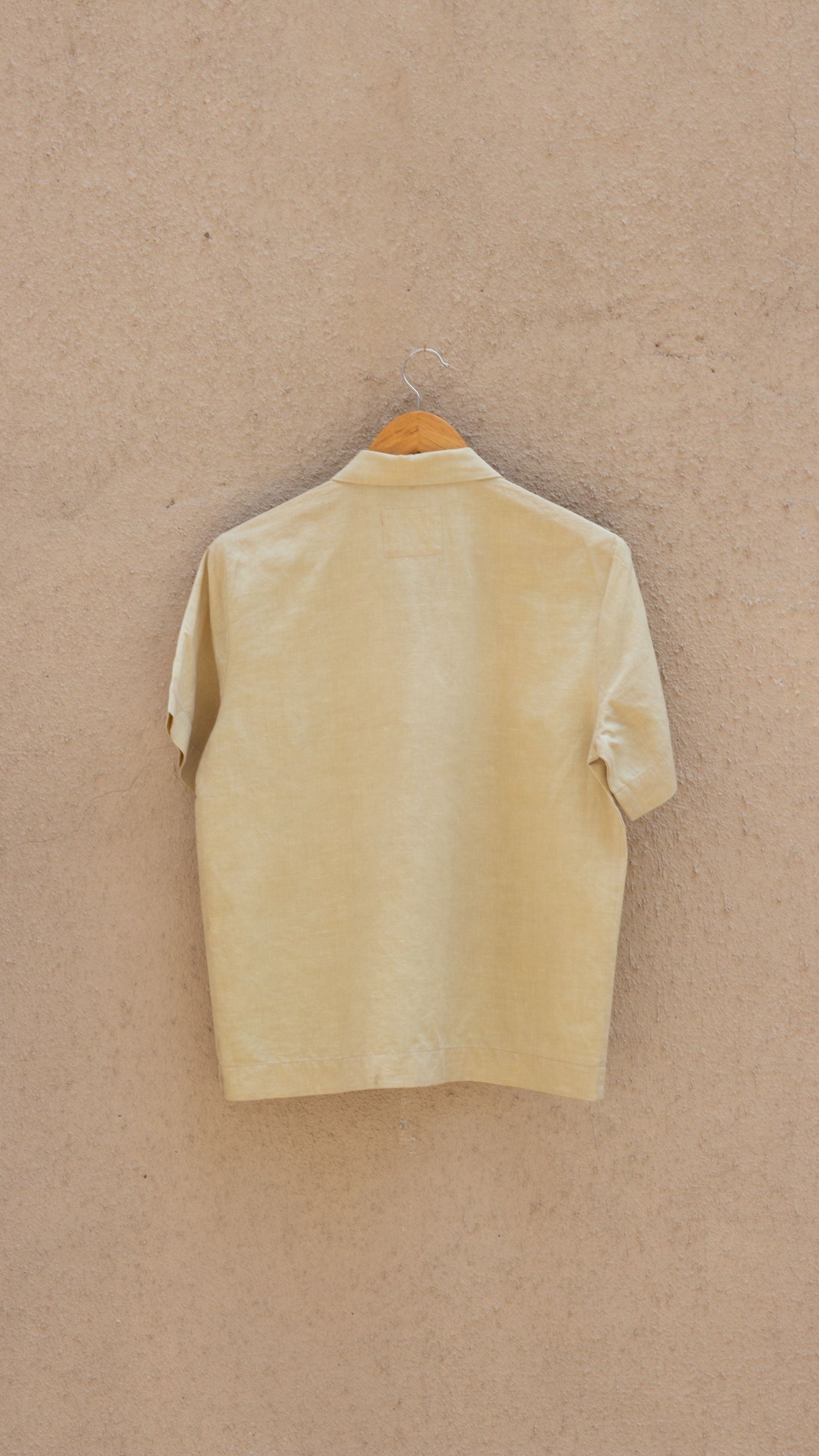 Beige Solid Cotton Shirt by Anushé Pirani with Beige, Casual Wear, Cotton, Cotton Hemp, Handwoven, Hemp, Relaxed Fit, Shibumi Collection, Shirts, Solids, Womenswear at Kamakhyaa for sustainable fashion