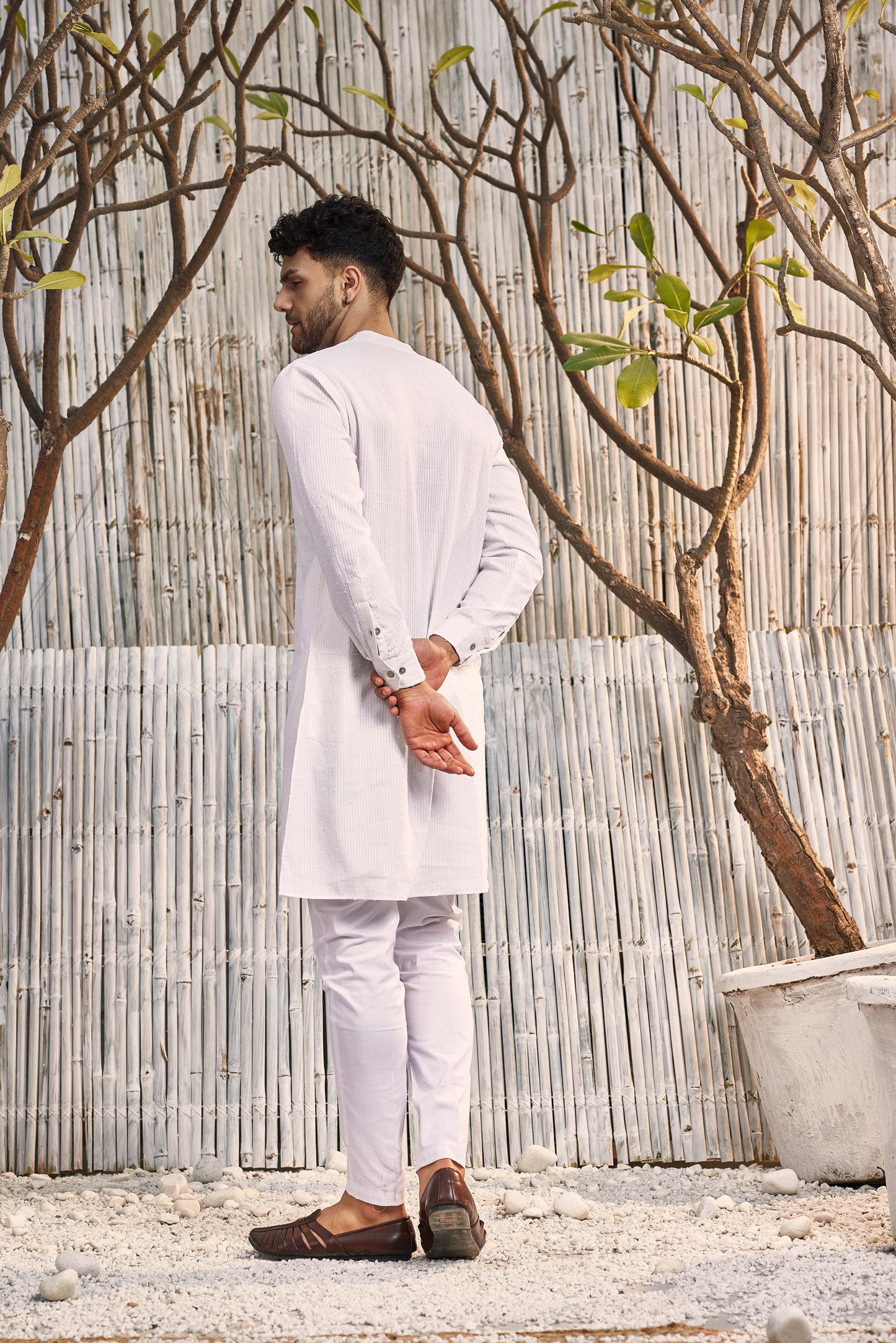 Cotton Bundi Jacket - Off White by Charkhee with Cotton, Dobby Cotton, Festive Wear, Indian Wear, Indianwear Jackets, Jackets, Mens Overlay, Menswear, Natural, Off-white, Regular Fit, Shores 23, Textured, Wedding Gifts at Kamakhyaa for sustainable fashion
