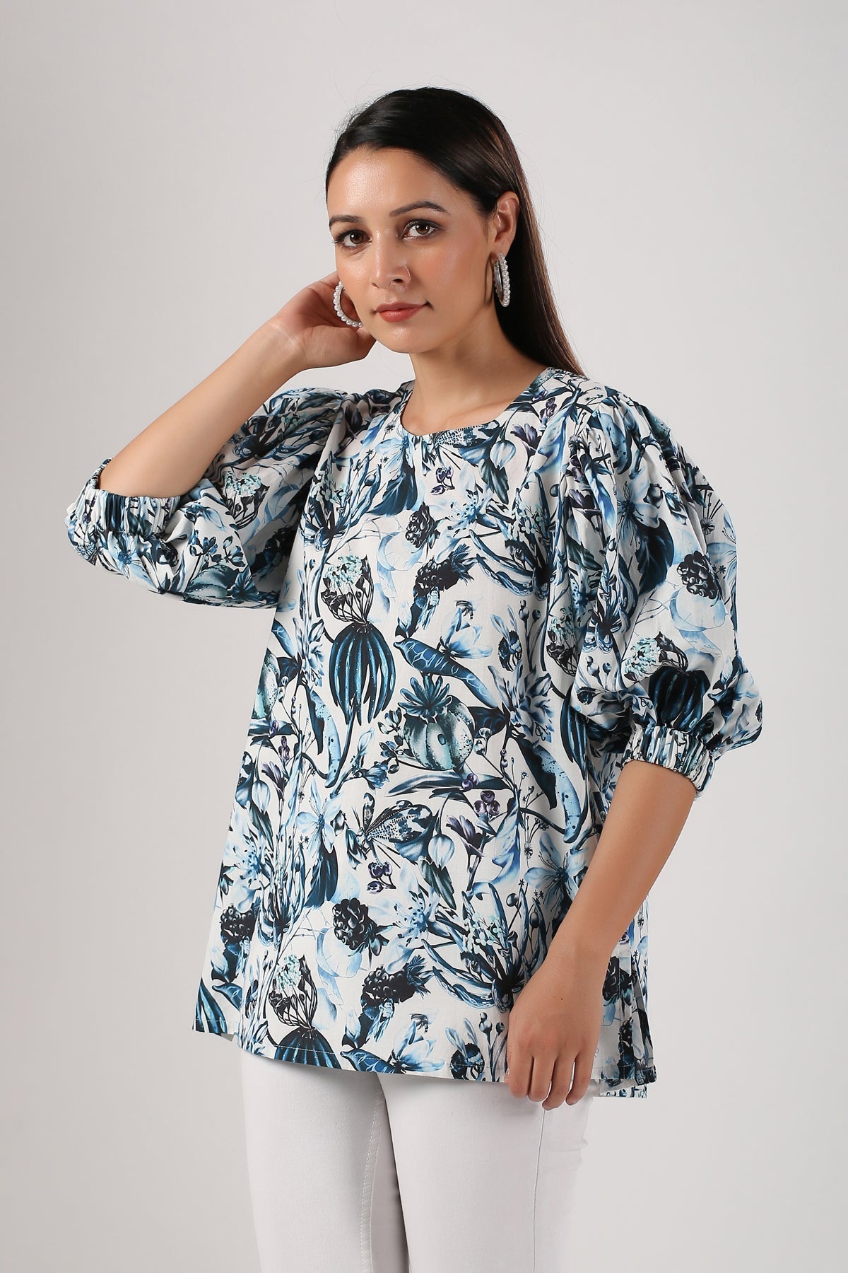 Multicolor Peplum Top by MOH-The Eternal Dhaga with Blouses, Casual Wear, Cotton, Moh-The eternal Dhaga, Multicolor, Natural, Peplum Tops, Prints, Regular Fit, Womenswear at Kamakhyaa for sustainable fashion