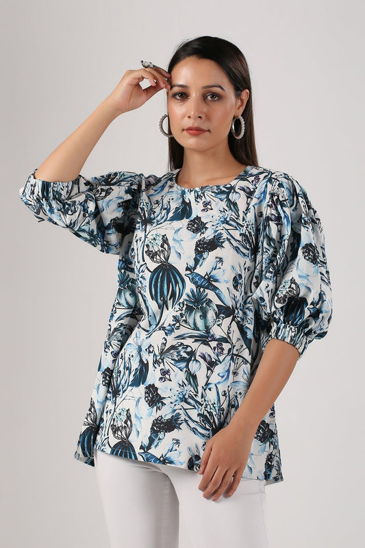Multicolor Peplum Top by MOH-The Eternal Dhaga with Blouses, Casual Wear, Cotton, Moh-The eternal Dhaga, Multicolor, Natural, Peplum Tops, Prints, Regular Fit, Womenswear at Kamakhyaa for sustainable fashion
