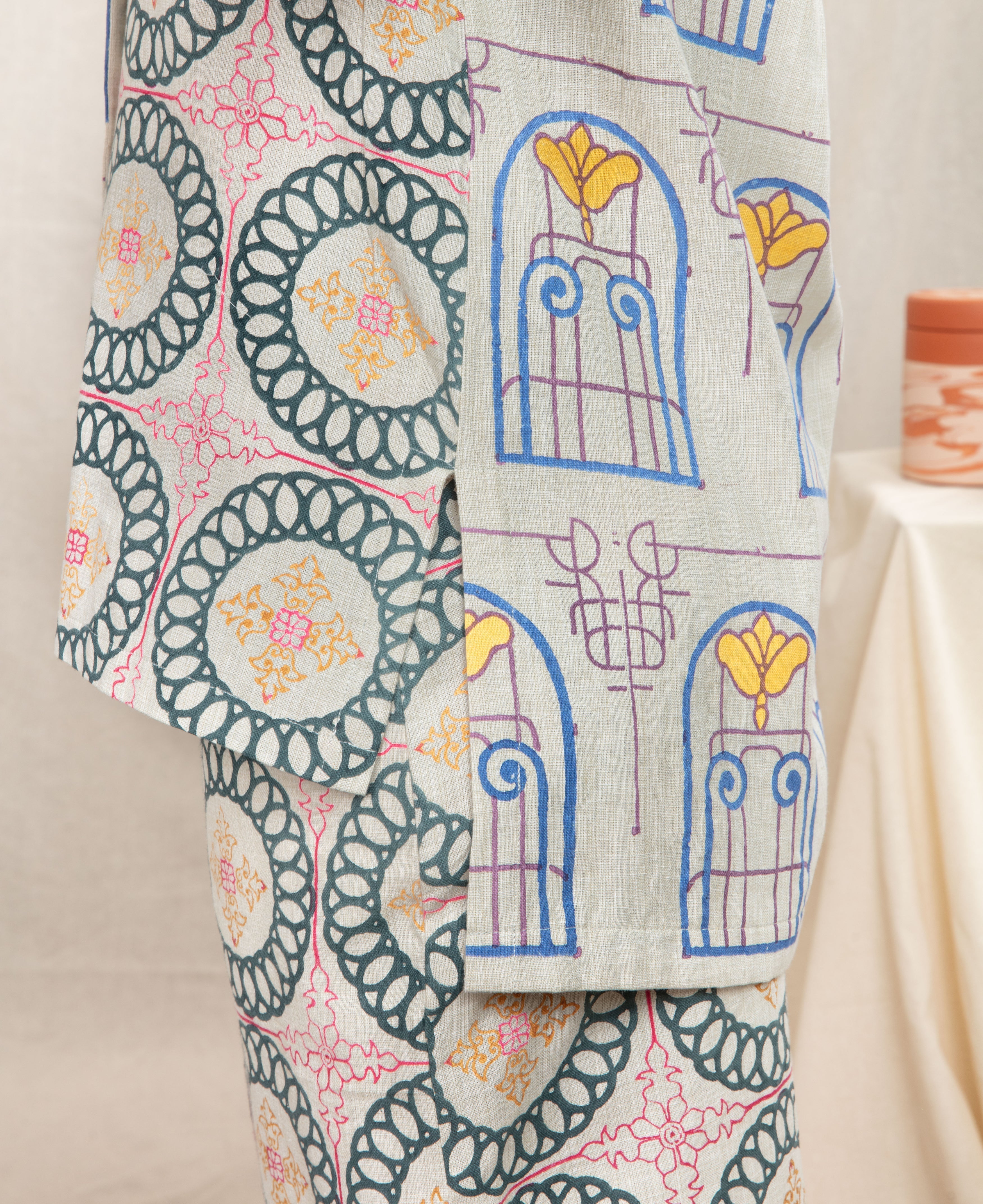 Multicolor Block Printed Shirt by Anushé Pirani with Block Prints, Handwoven Cotton, Lounge Wear, Multicolor, Natural, Prints, Recurring Dream by Anushe Pirani, Recurring Dream Collection, Regular Fit, Shirts, Tops, Womenswear at Kamakhyaa for sustainable fashion