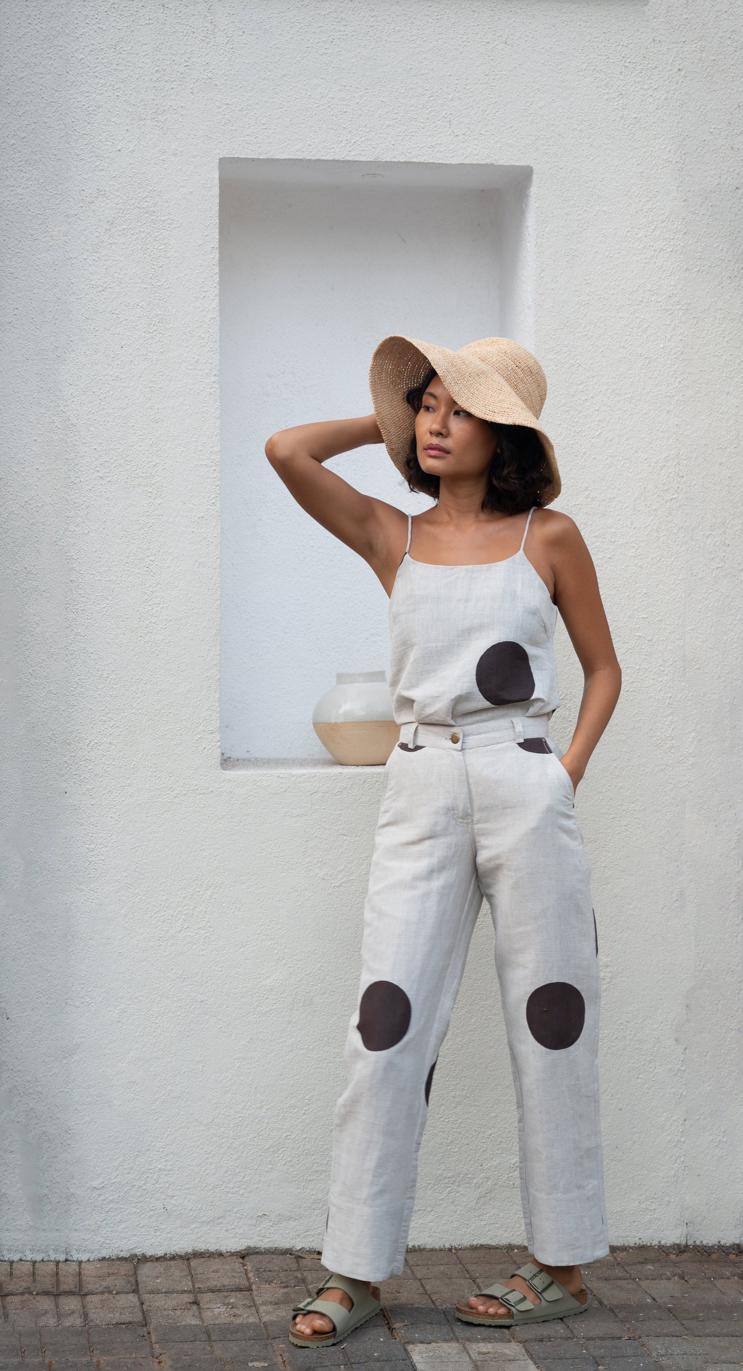 White Printed Pants by The Terra Tribe with Bare, Casual Wear, Cotton, Hemp, Natural, Organic, Pants, Regular Fit, Solids, White, Womenswear at Kamakhyaa for sustainable fashion