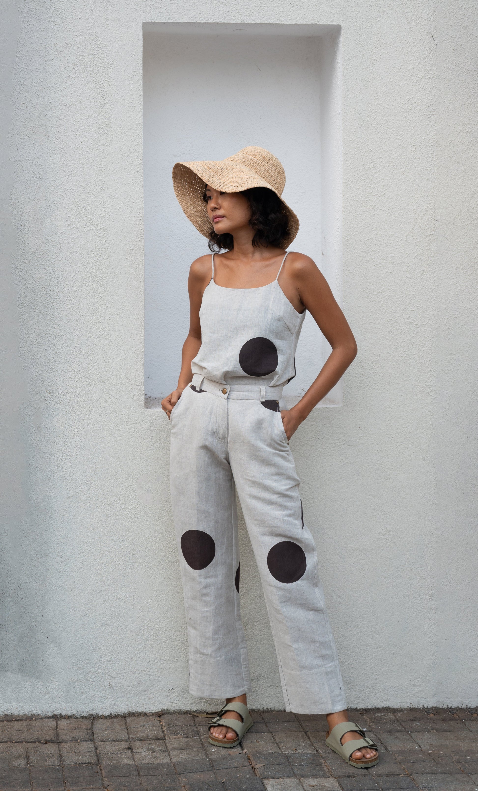 White Printed Pants Bottoms Bare, Cotton, Fitted At Waist, Hemp, Organic, Pants, Solids, The Terra Tribe Kamakhyaa